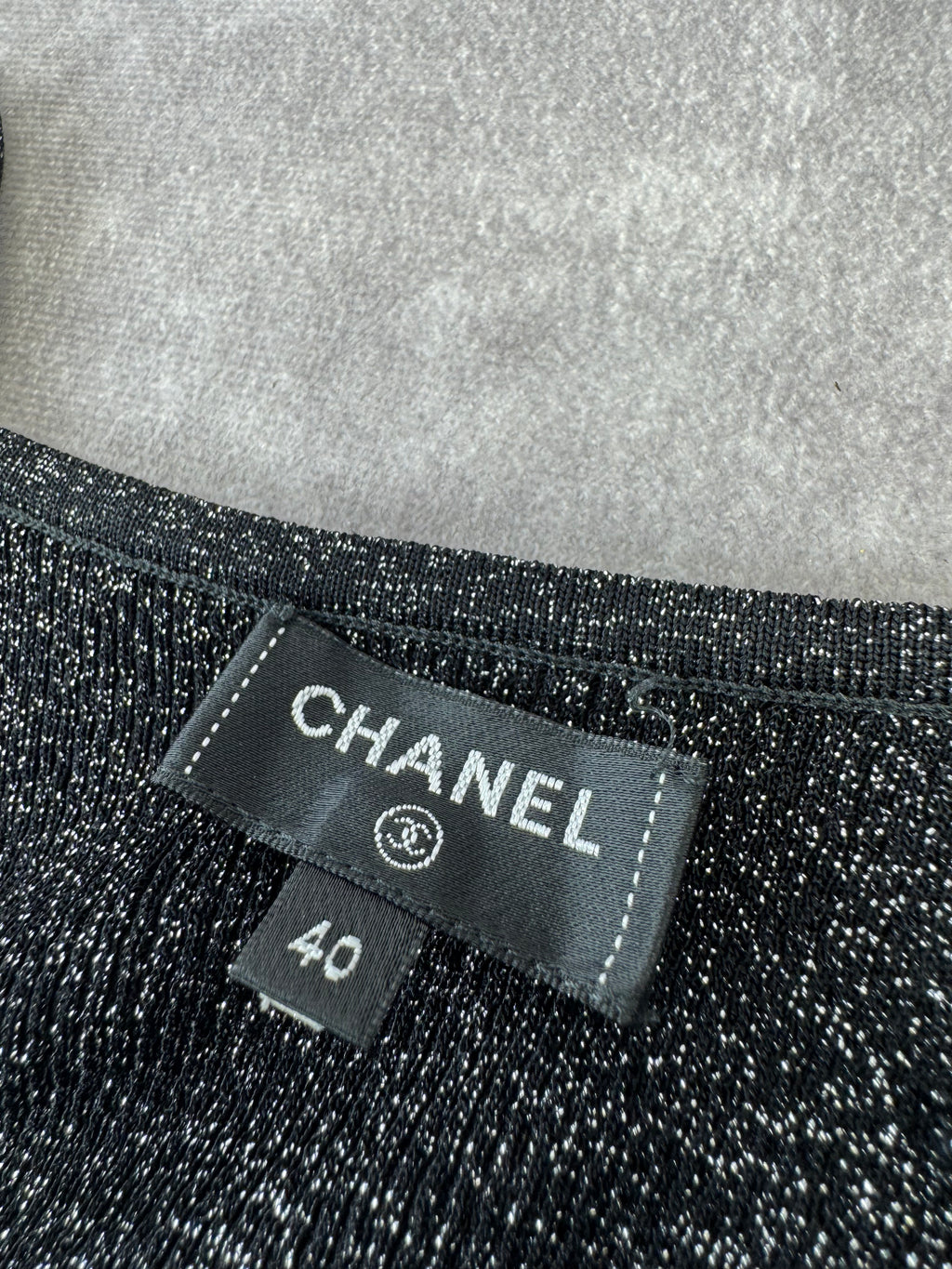 Chanel CC Crystal Logo Black Shimmery Camisole Tank FR 40
