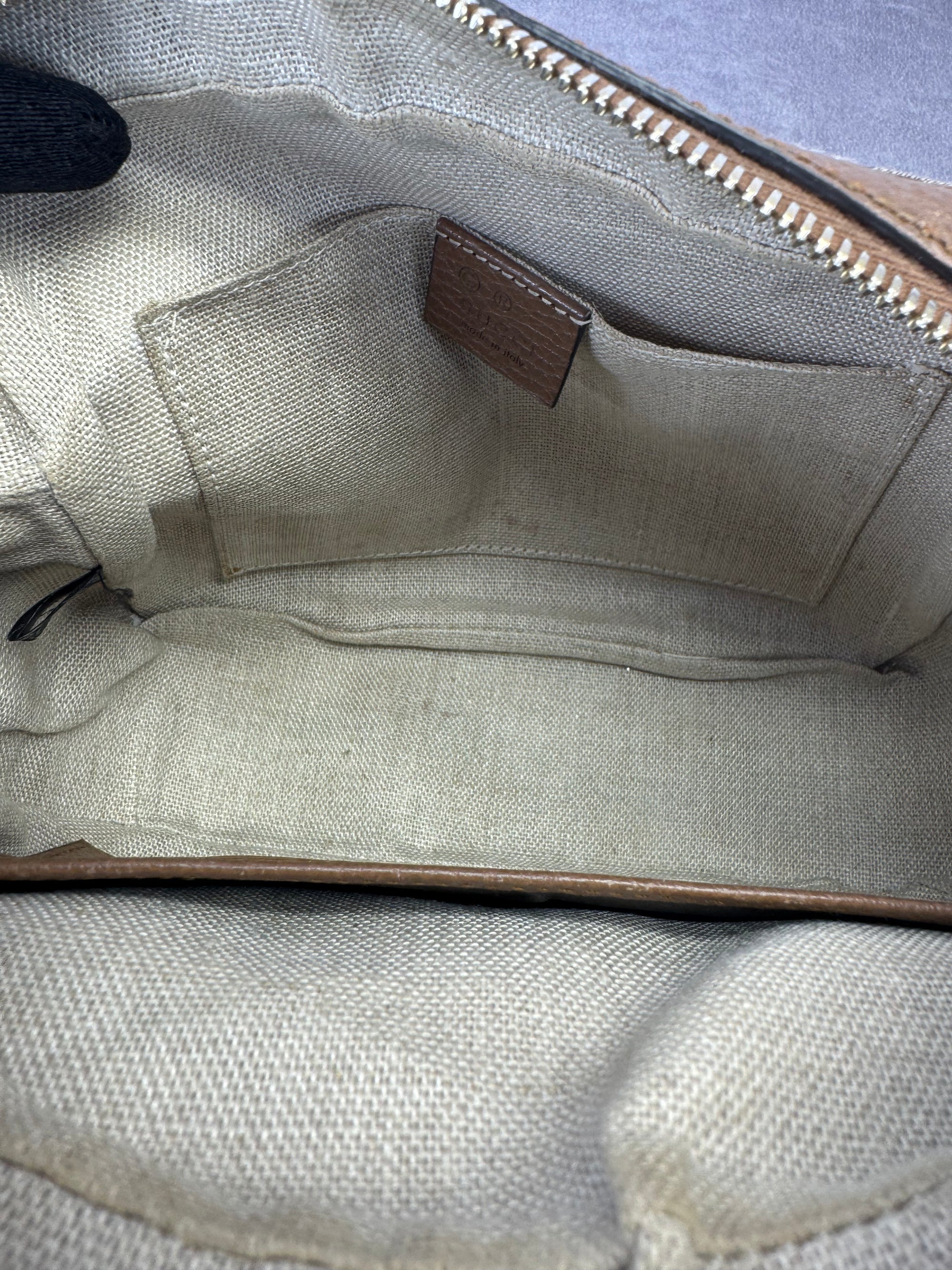 Gucci Khaki Monogram Bree Beige Tabacco Crossbody Bag