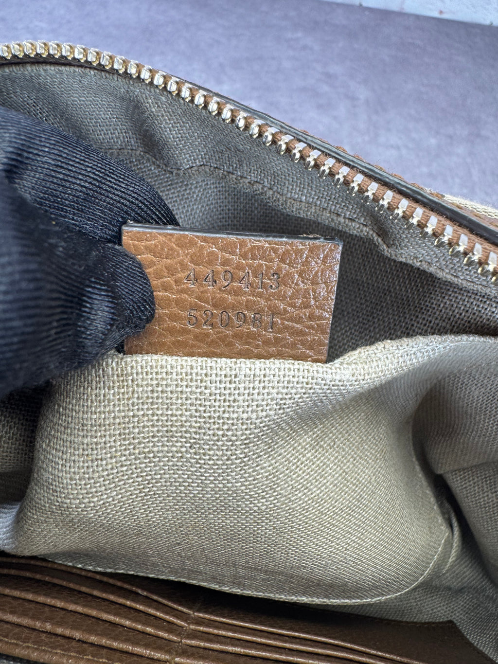 Gucci Khaki Monogram Bree Beige Tabacco Crossbody Bag