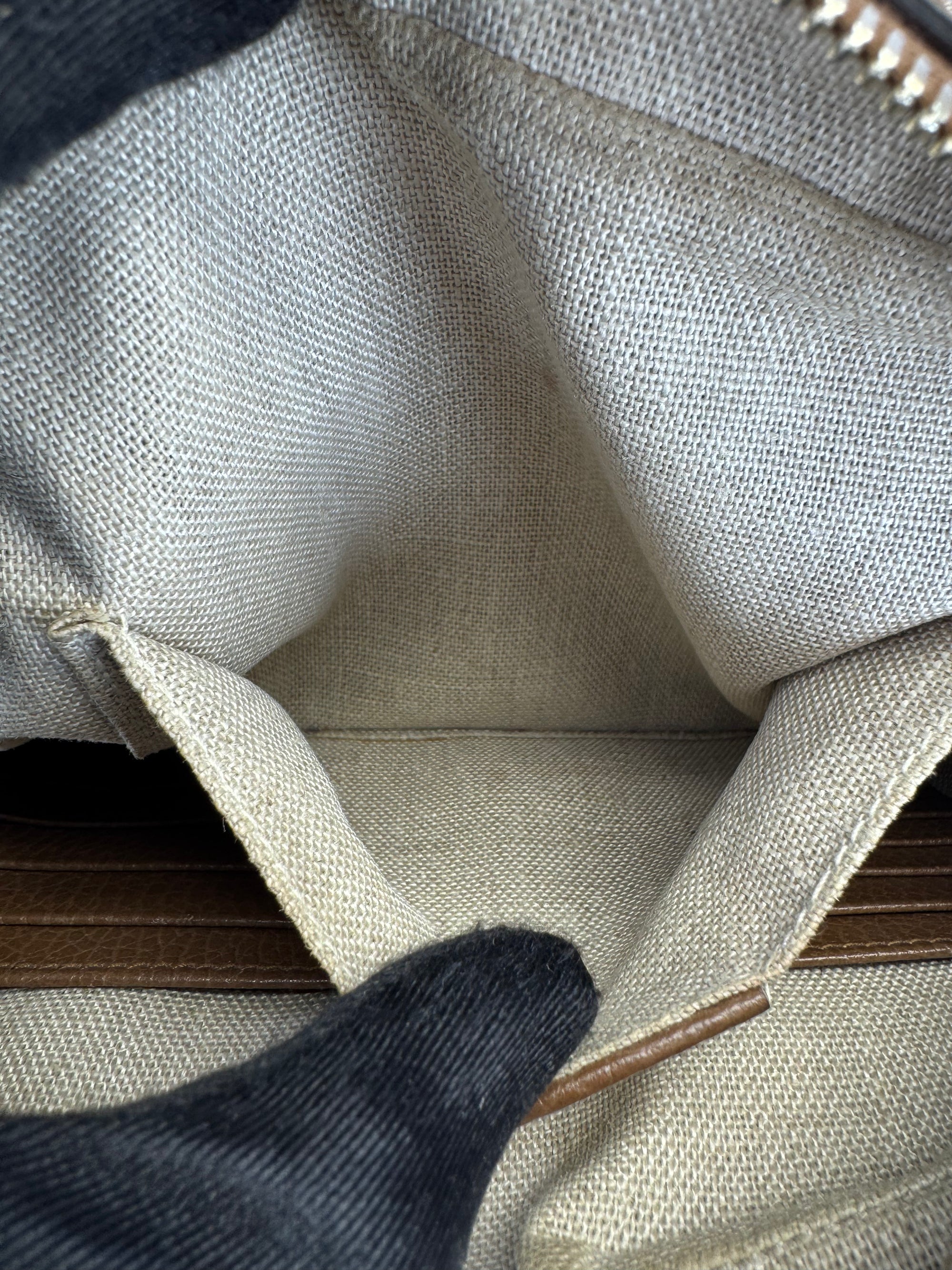 Gucci Khaki Monogram Bree Beige Tabacco Crossbody Bag