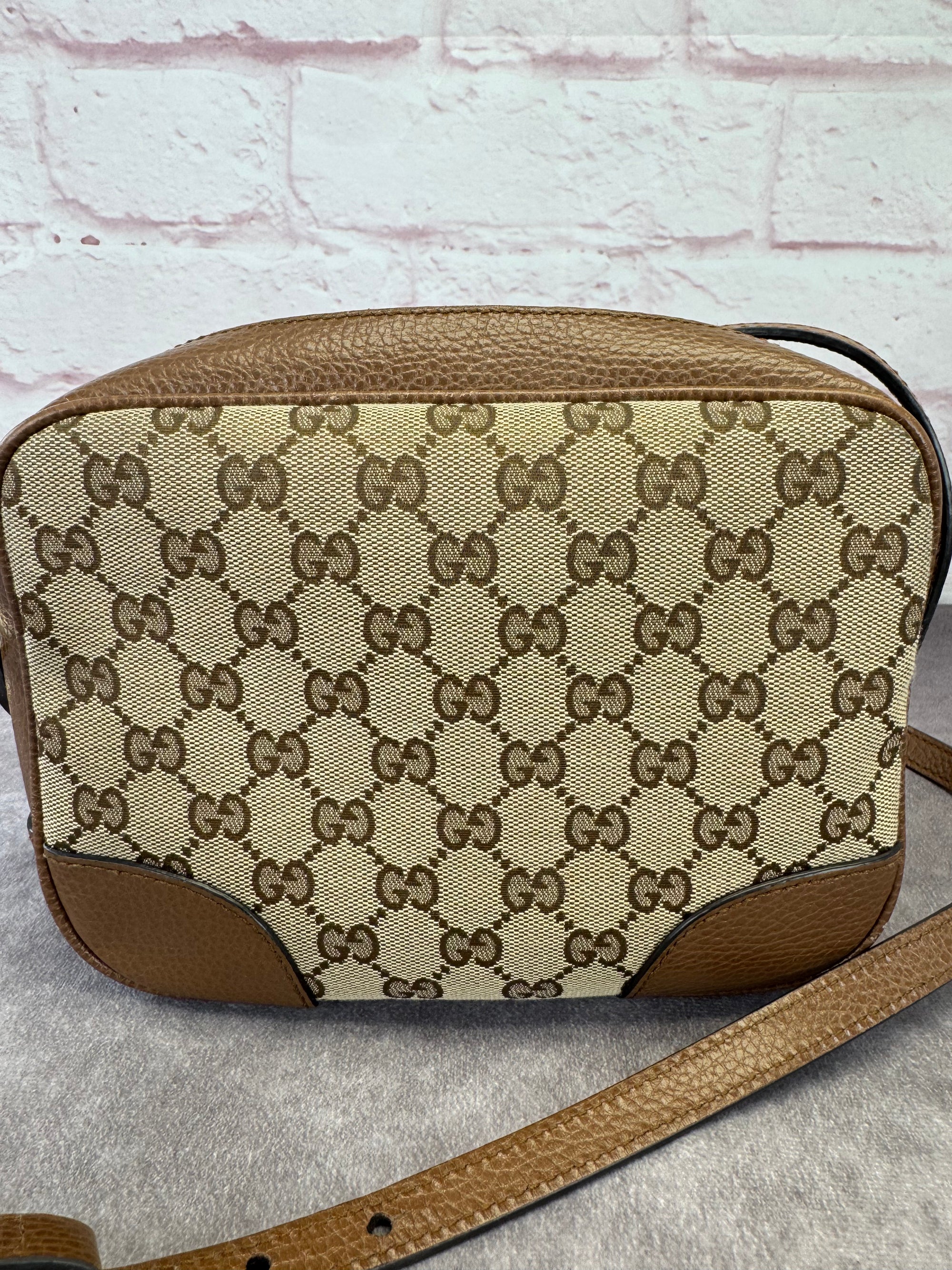 Gucci Khaki Monogram Bree Beige Tabacco Crossbody Bag