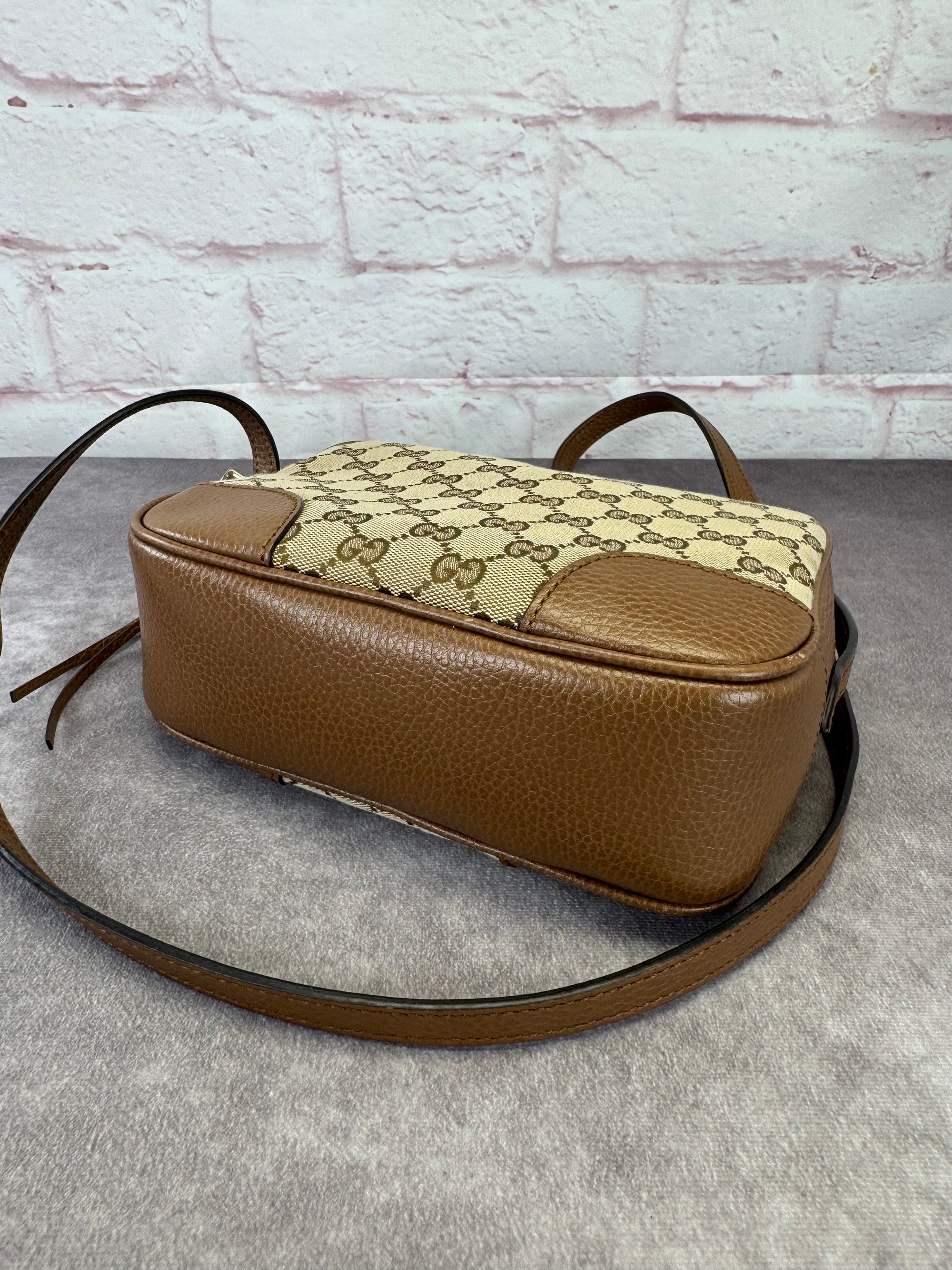 Gucci Khaki Monogram Bree Beige Tabacco Crossbody Bag