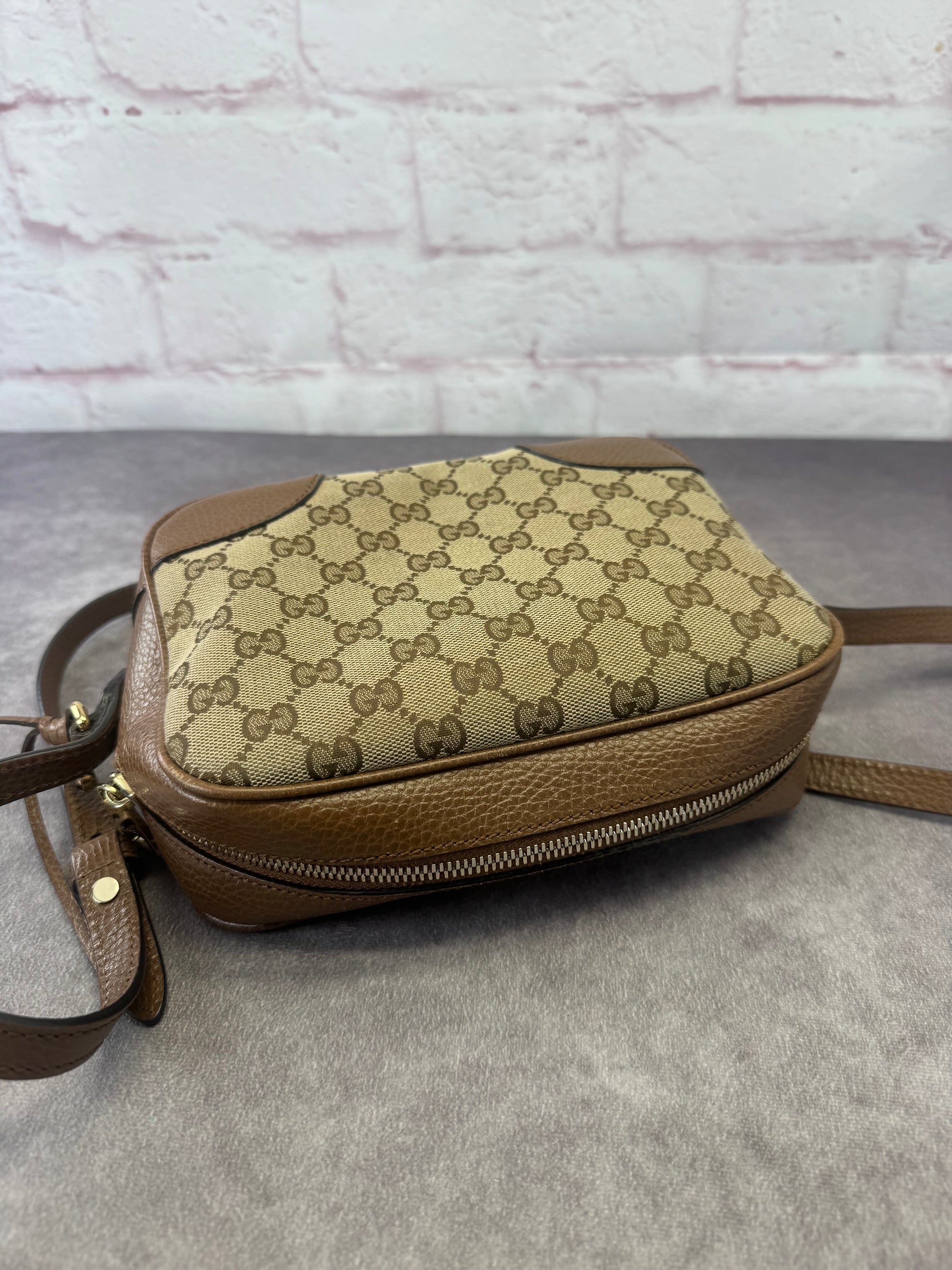 Gucci Khaki Monogram Bree Beige Tabacco Crossbody Bag