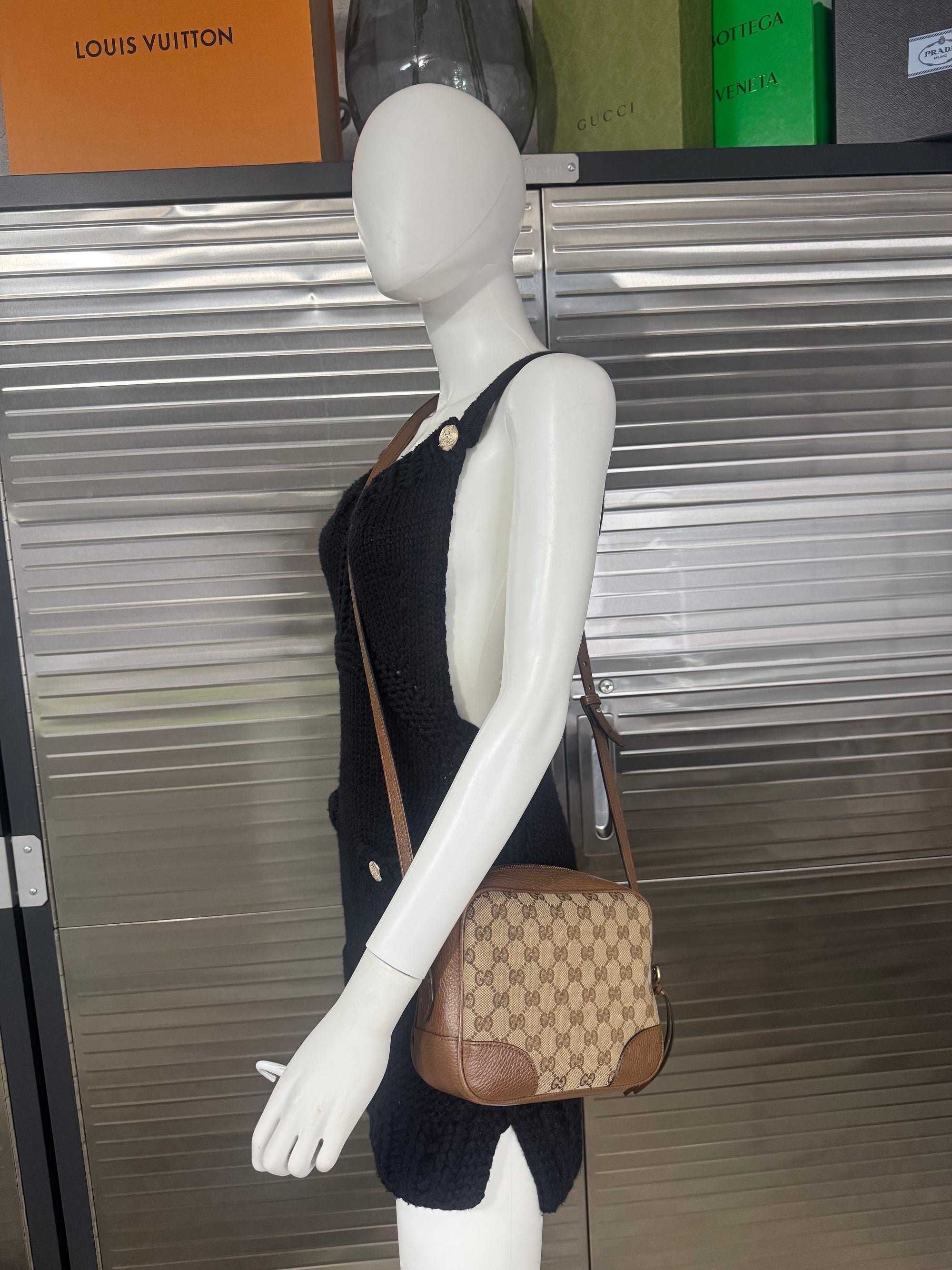 Gucci Khaki Monogram Bree Beige Tabacco Crossbody Bag