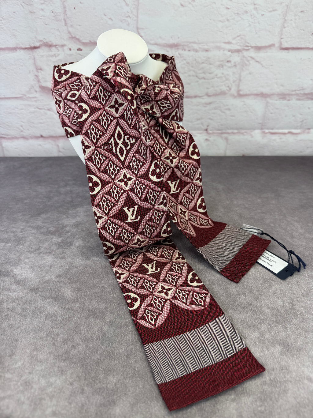 Louis Vuitton Since 1854 Burgundy Bandeau Scarf