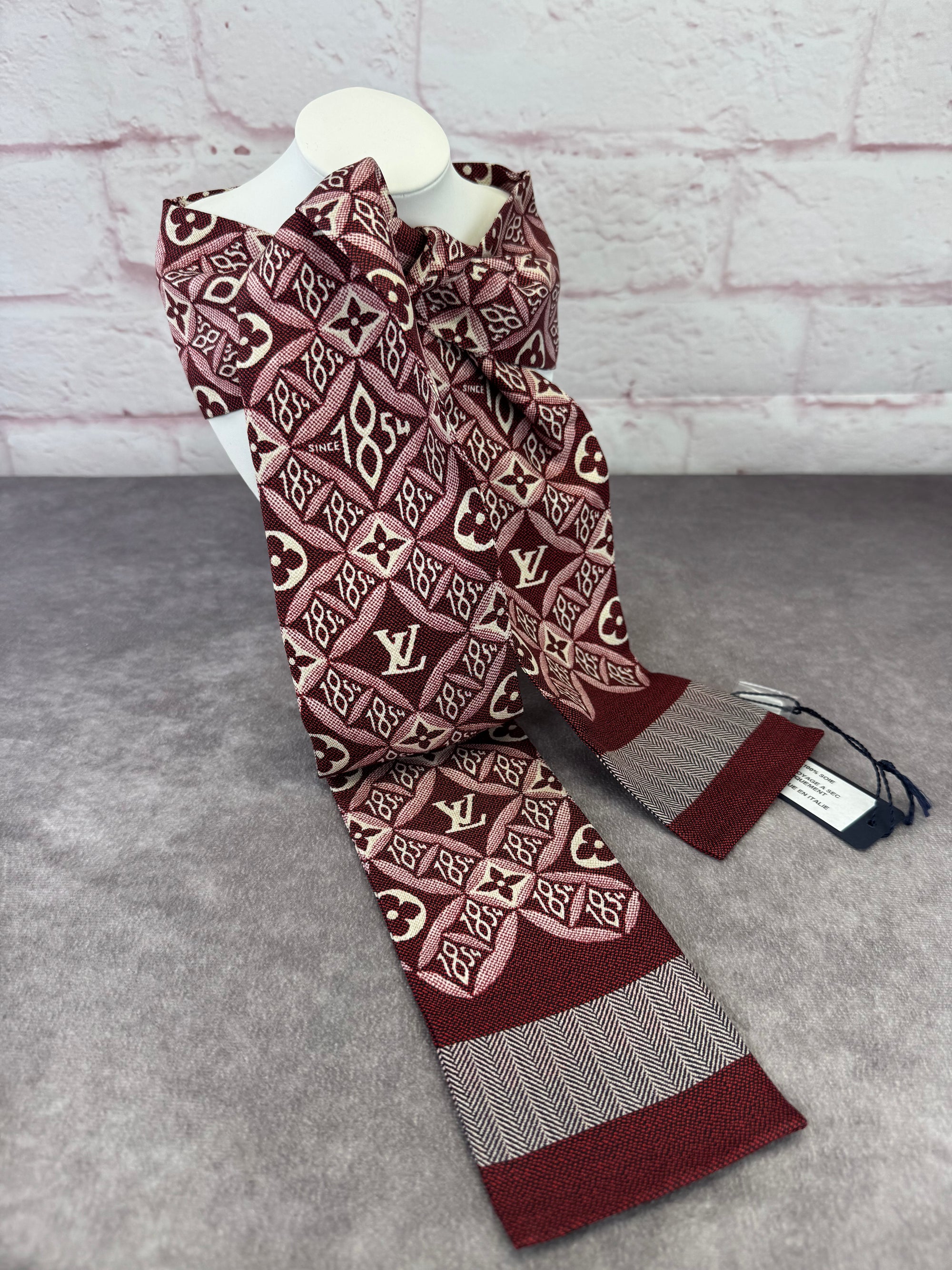 Louis Vuitton Since 1854 Burgundy Bandeau Scarf