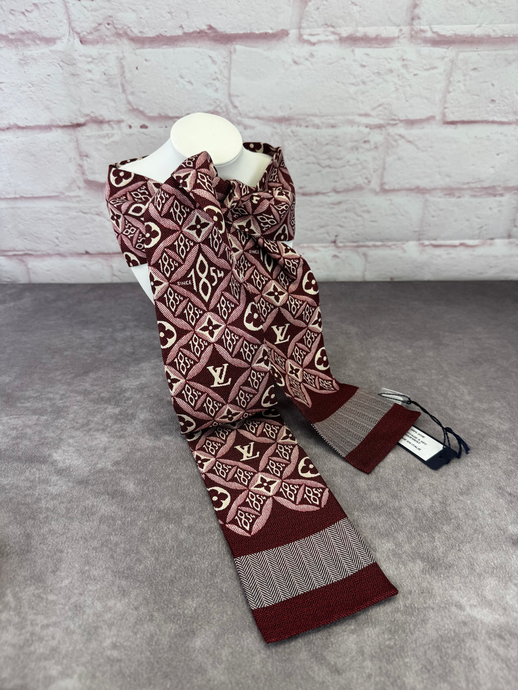 Louis Vuitton Since 1854 Burgundy Bandeau Scarf