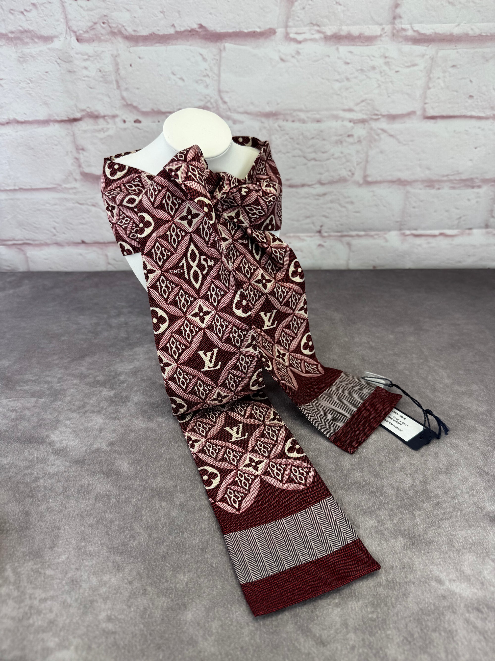 Louis Vuitton Since 1854 Burgundy Bandeau Scarf