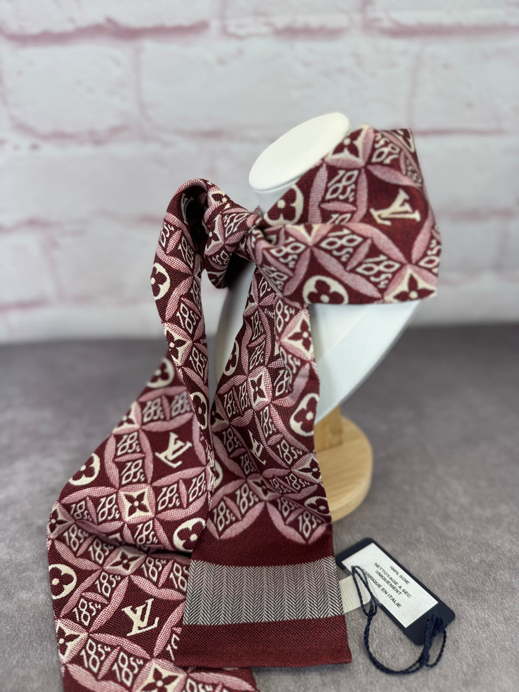 Louis Vuitton Since 1854 Burgundy Bandeau Scarf
