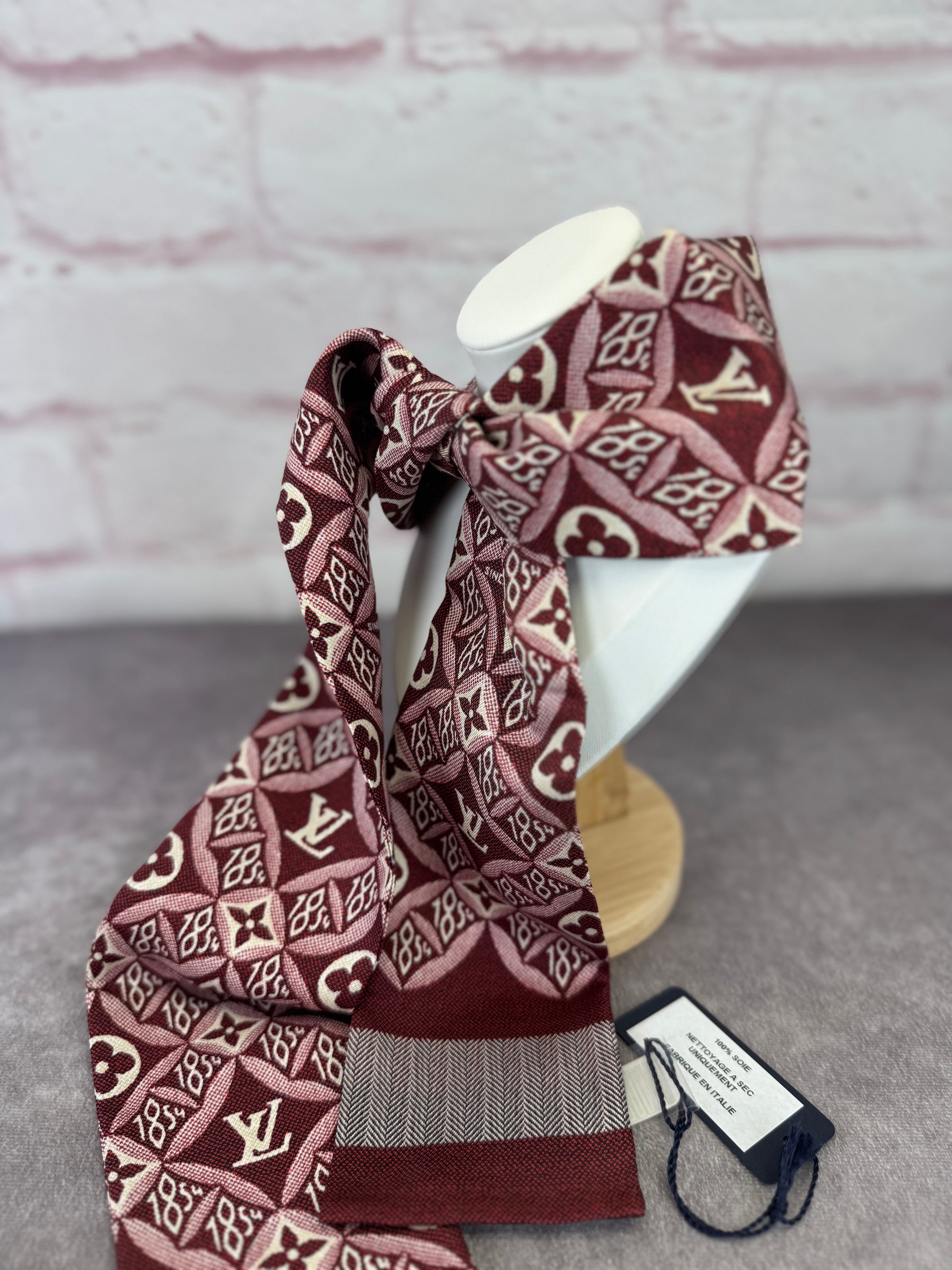 Louis Vuitton Since 1854 Burgundy Bandeau Scarf