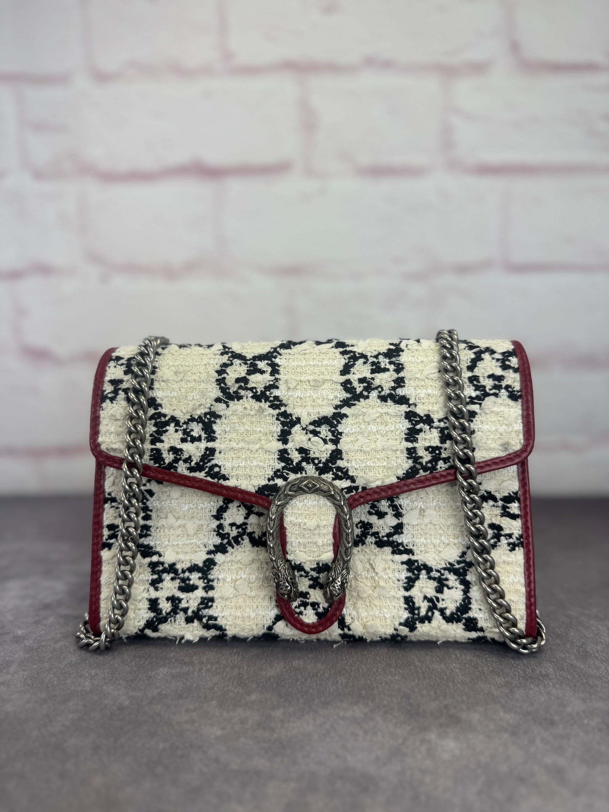 Gucci GG Tweed Dionysus Flap Chain Bag