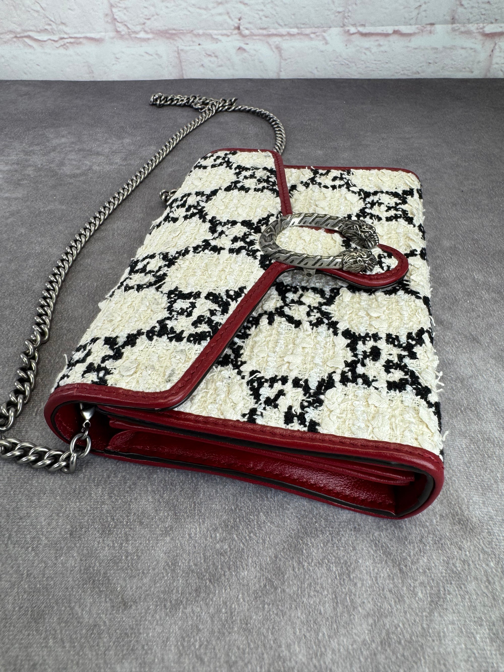 Gucci GG Tweed Dionysus Flap Chain Bag