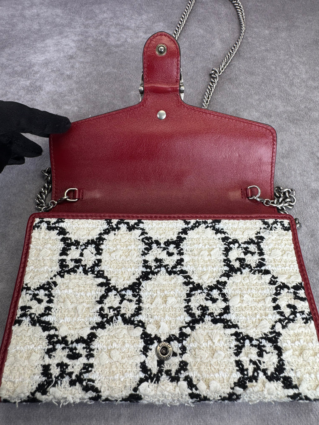 Gucci GG Tweed Dionysus Flap Chain Bag