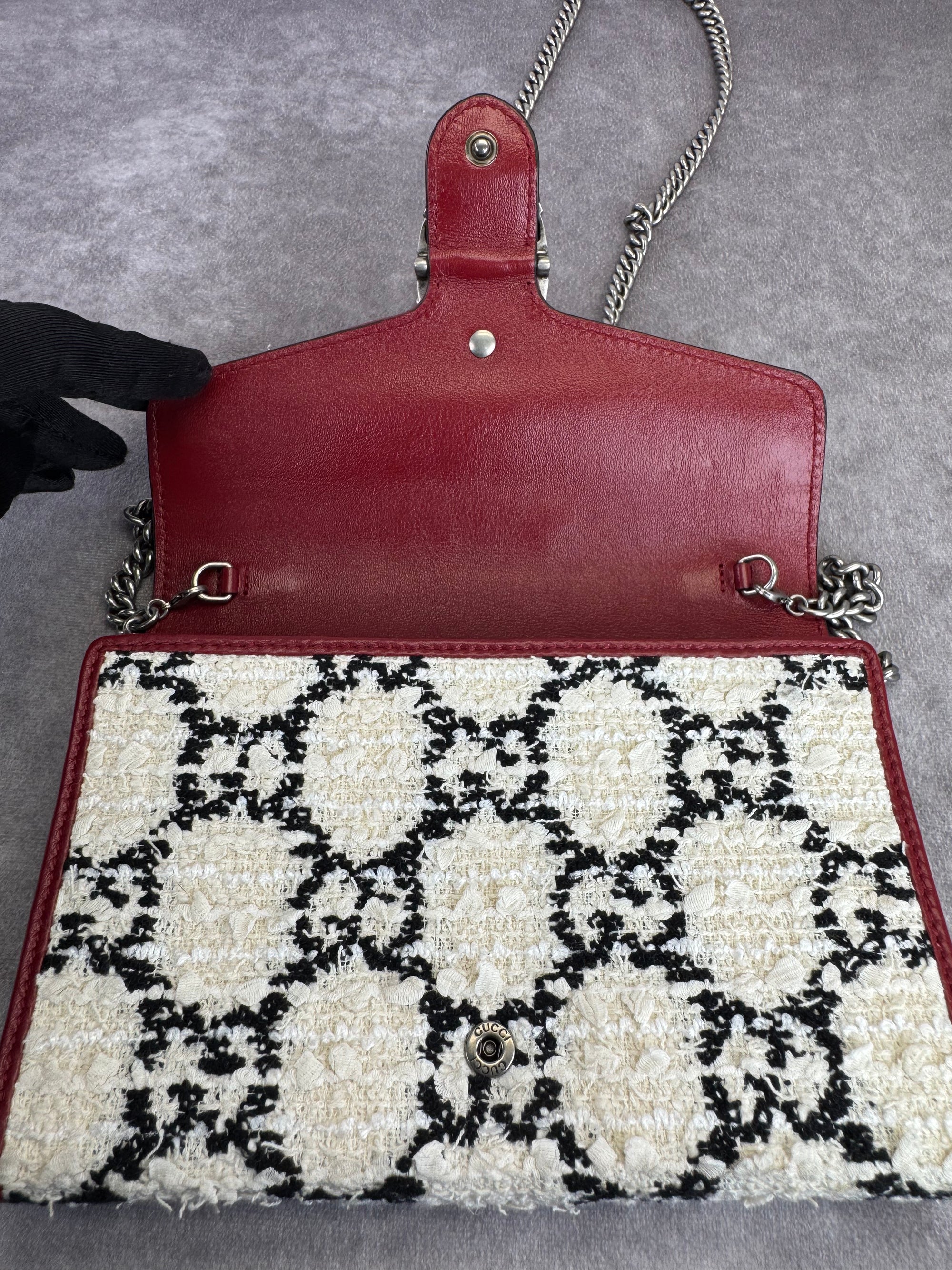 Gucci GG Tweed Dionysus Flap Chain Bag