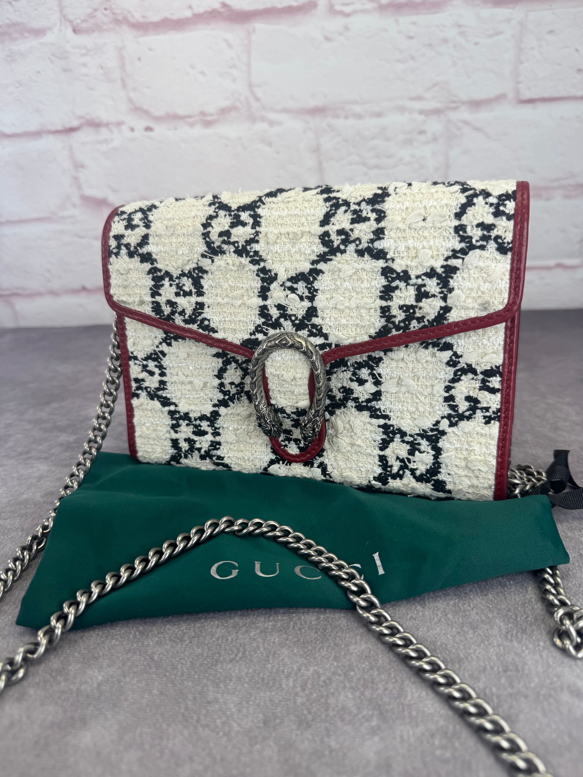 Gucci GG Tweed Dionysus Flap Chain Bag
