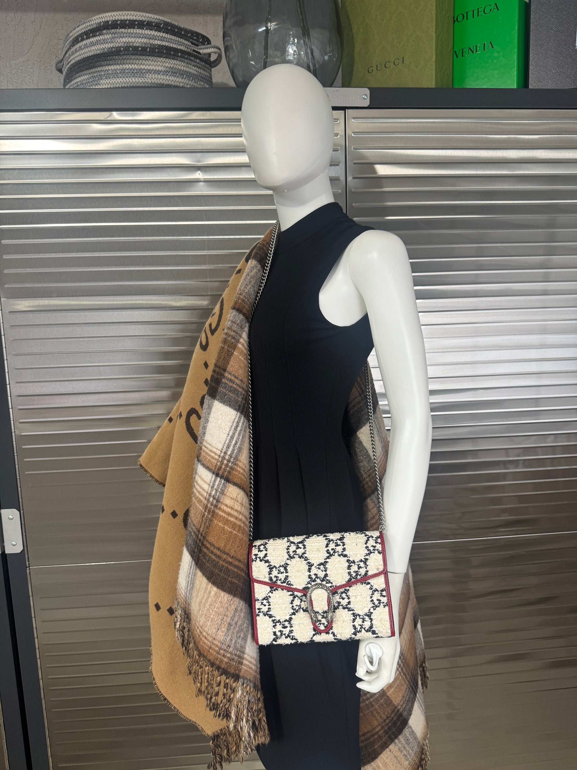 Gucci GG Tweed Dionysus Flap Chain Bag