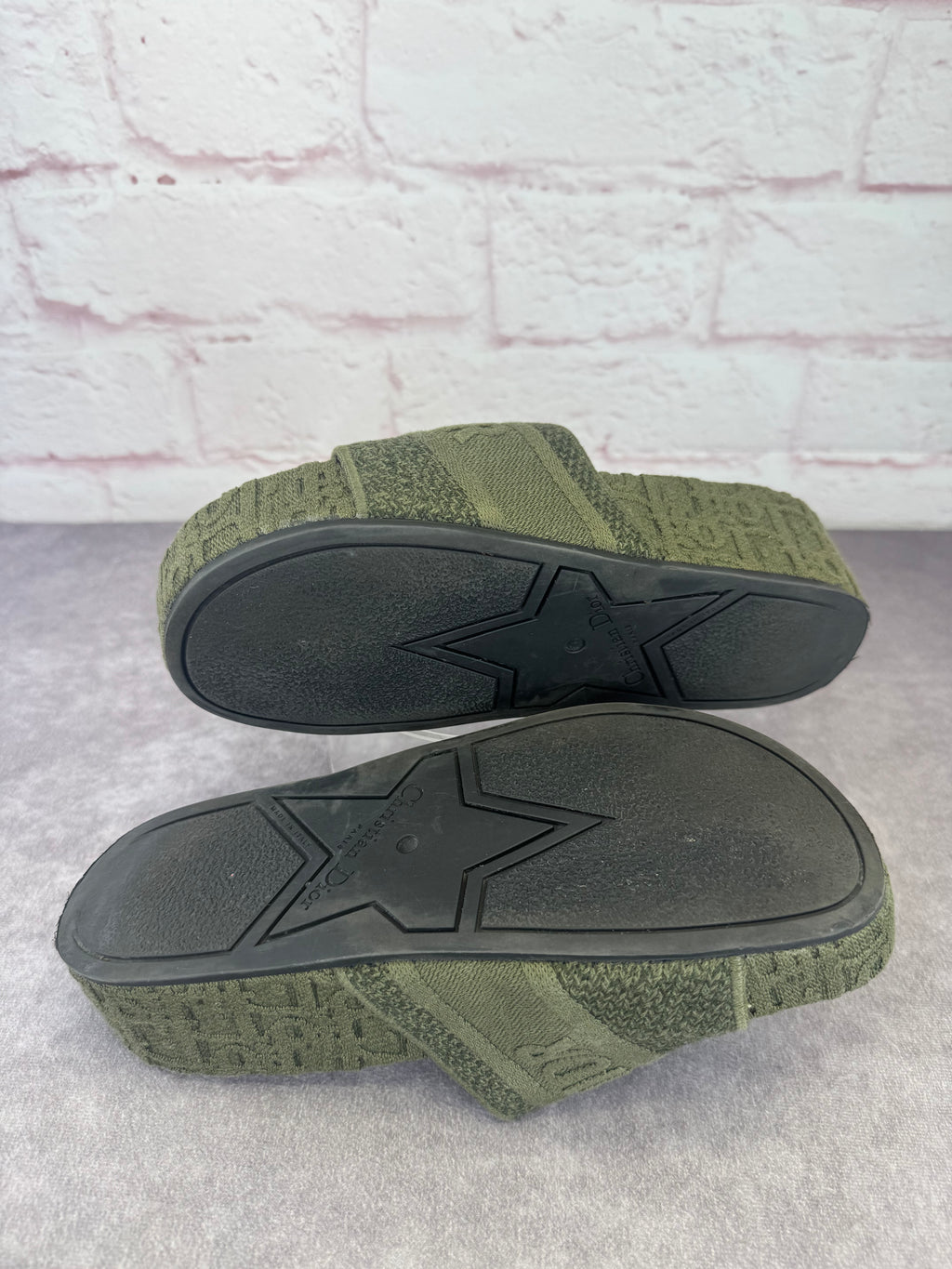 Christian Dior Oblique Denim D-Way Platform Sandal Kaki 37