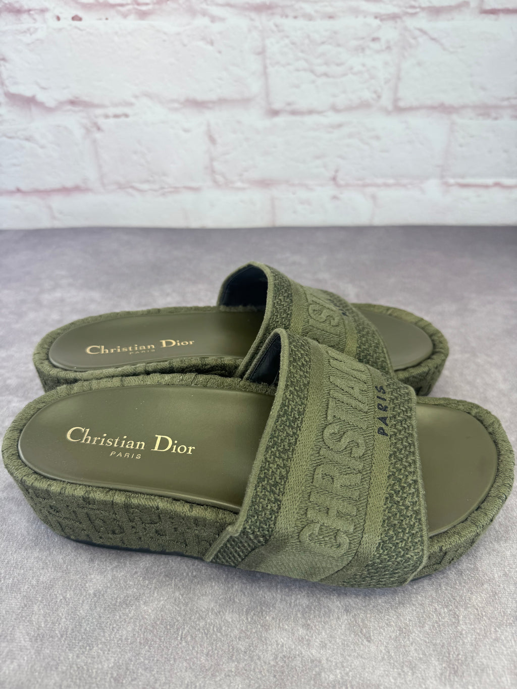 Christian Dior Oblique Denim D-Way Platform Sandal Kaki 37