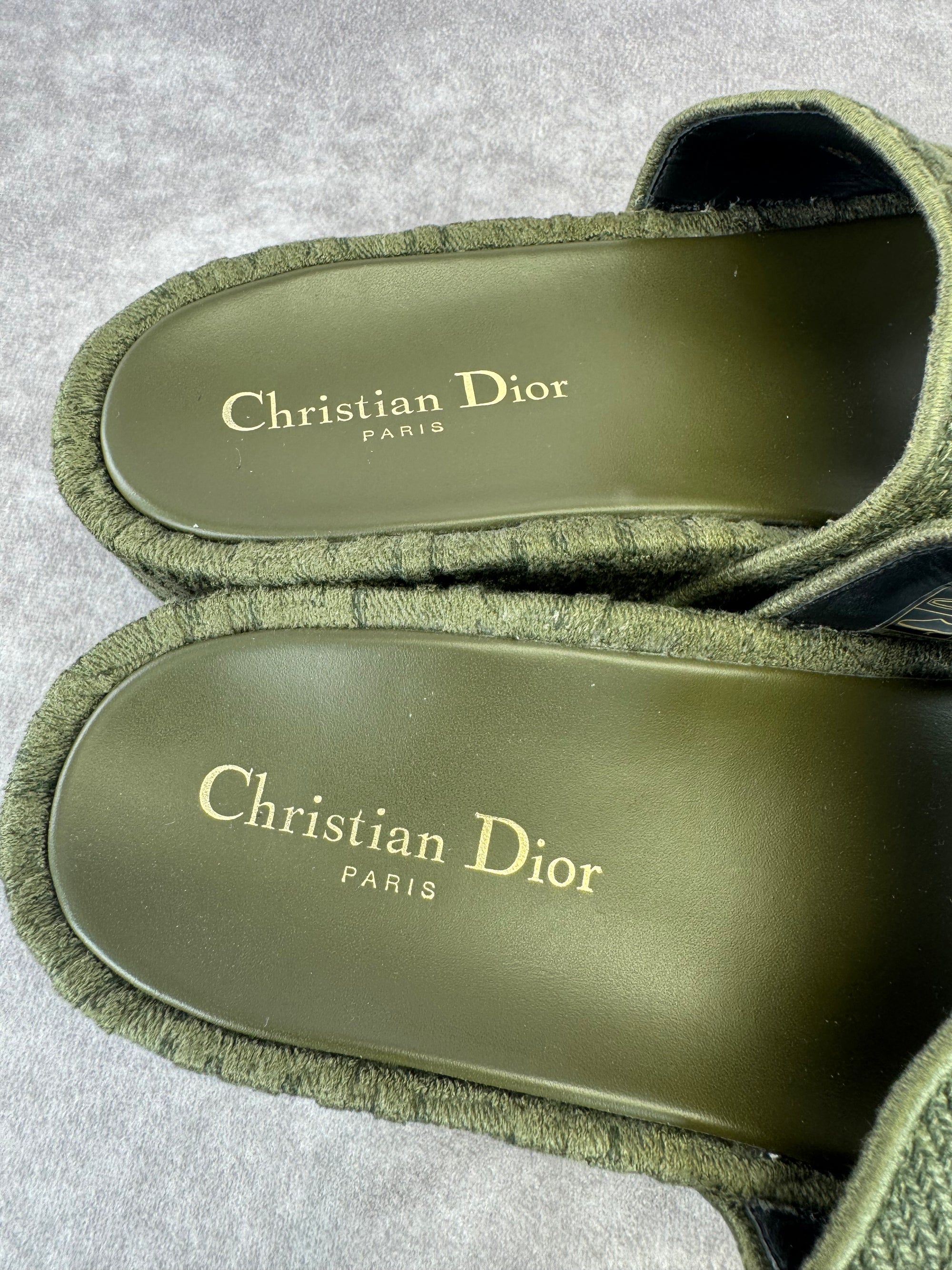 Christian Dior Oblique Denim D-Way Platform Sandal Kaki 37
