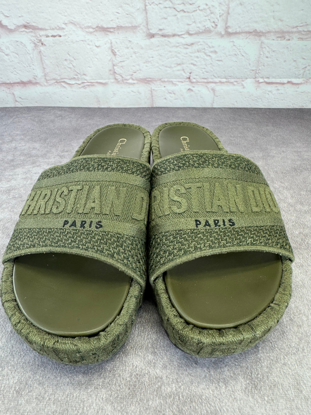 Christian Dior Oblique Denim D-Way Platform Sandal Kaki 37