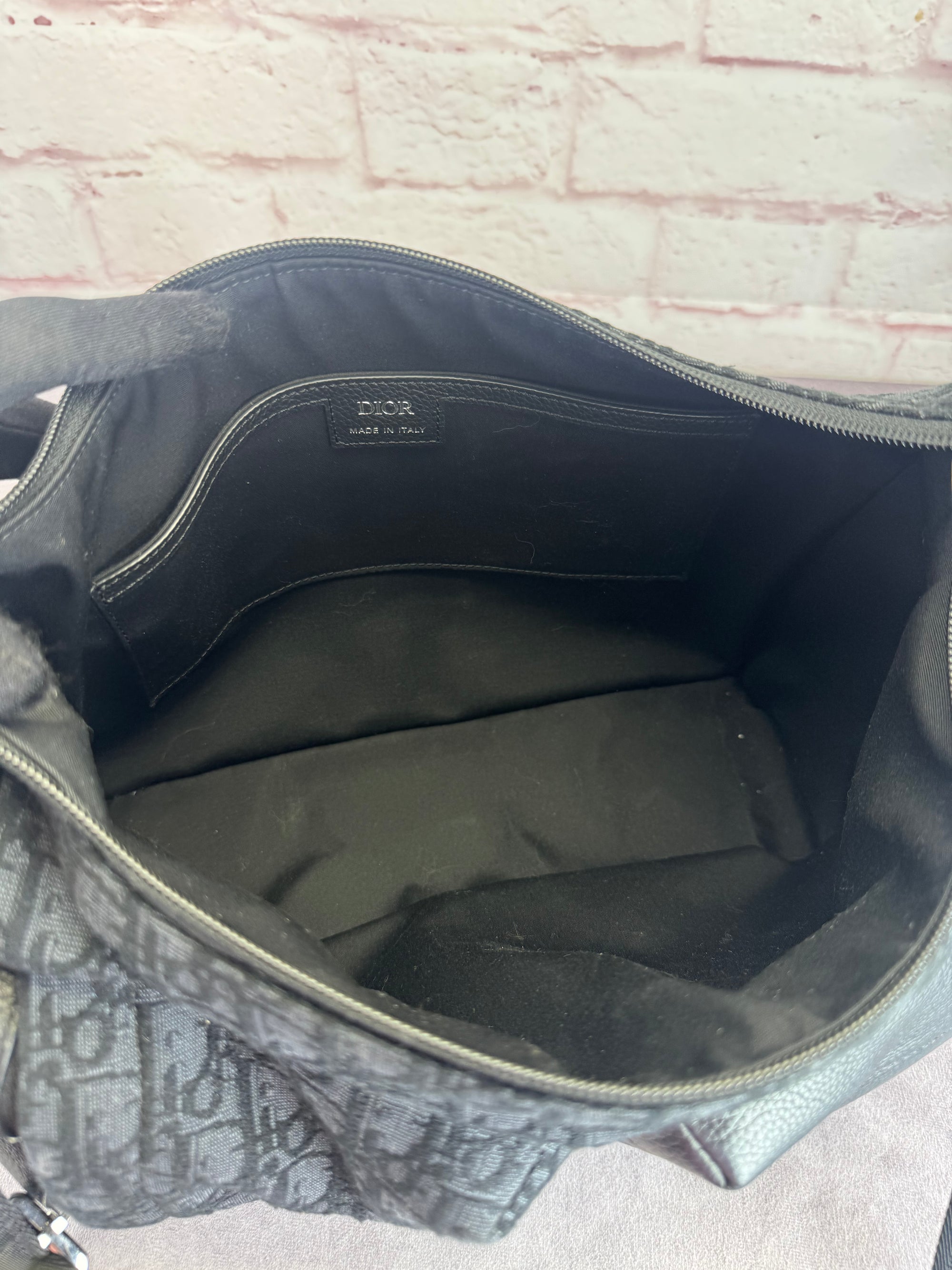 Christian Dior Oblique Black Jacquard Medium Rider Soft Hobo