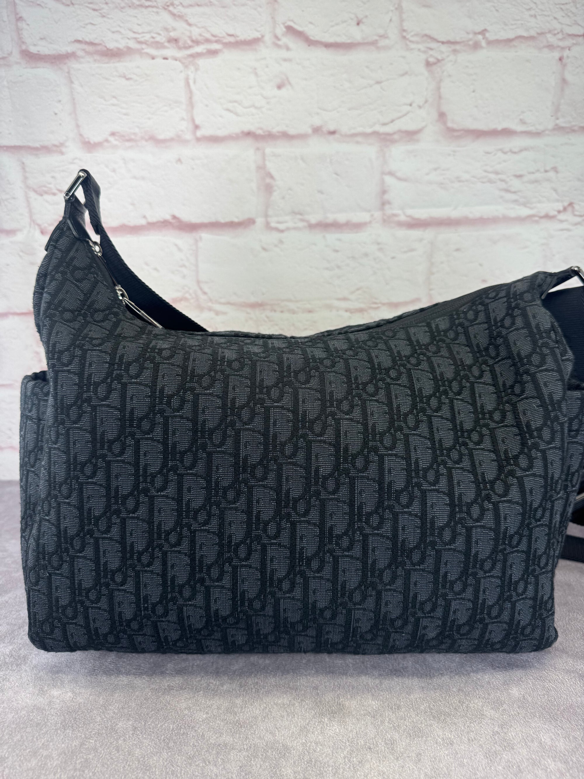 Christian Dior Oblique Black Jacquard Medium Rider Soft Hobo