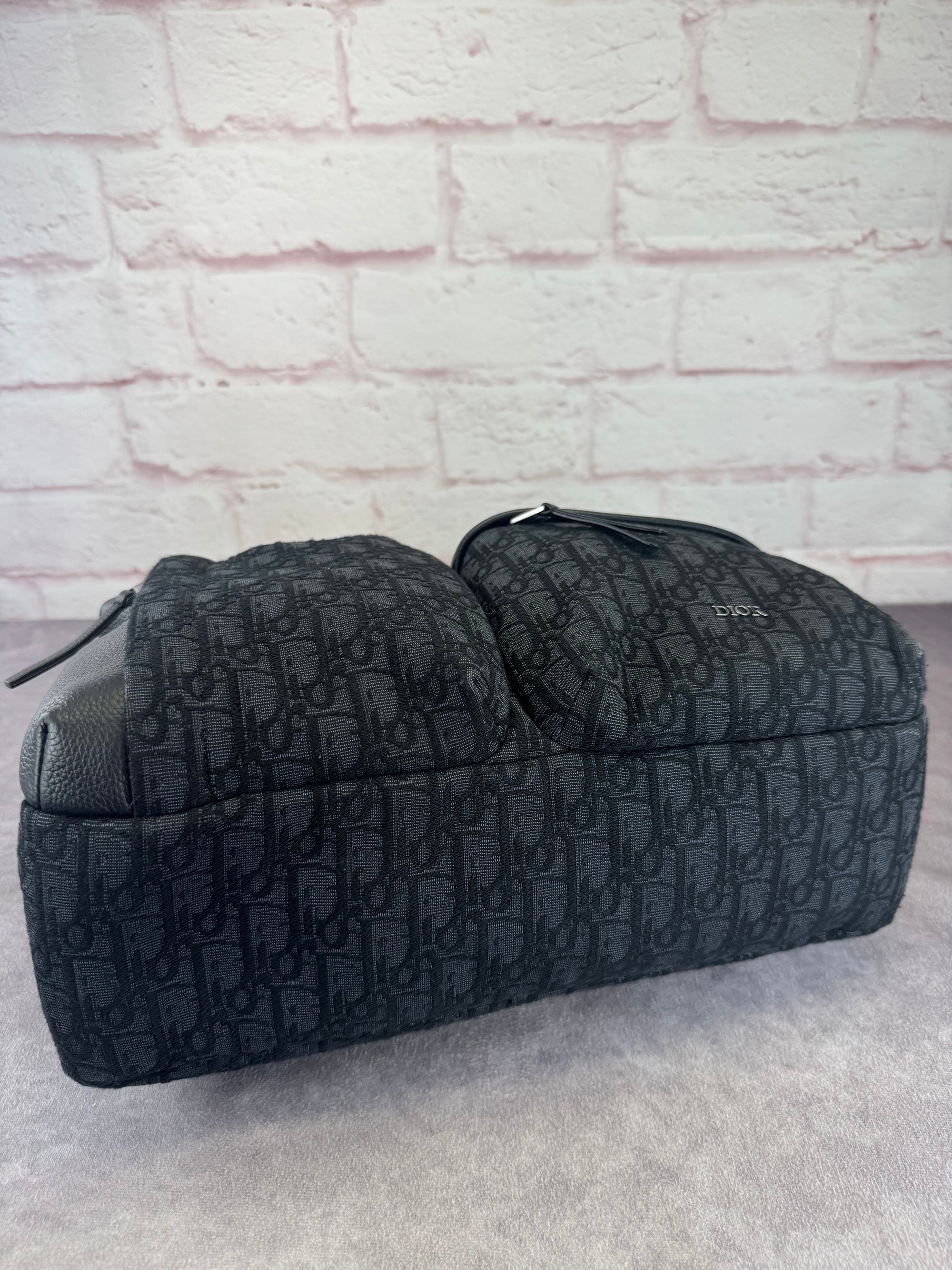 Christian Dior Oblique Black Jacquard Medium Rider Soft Hobo