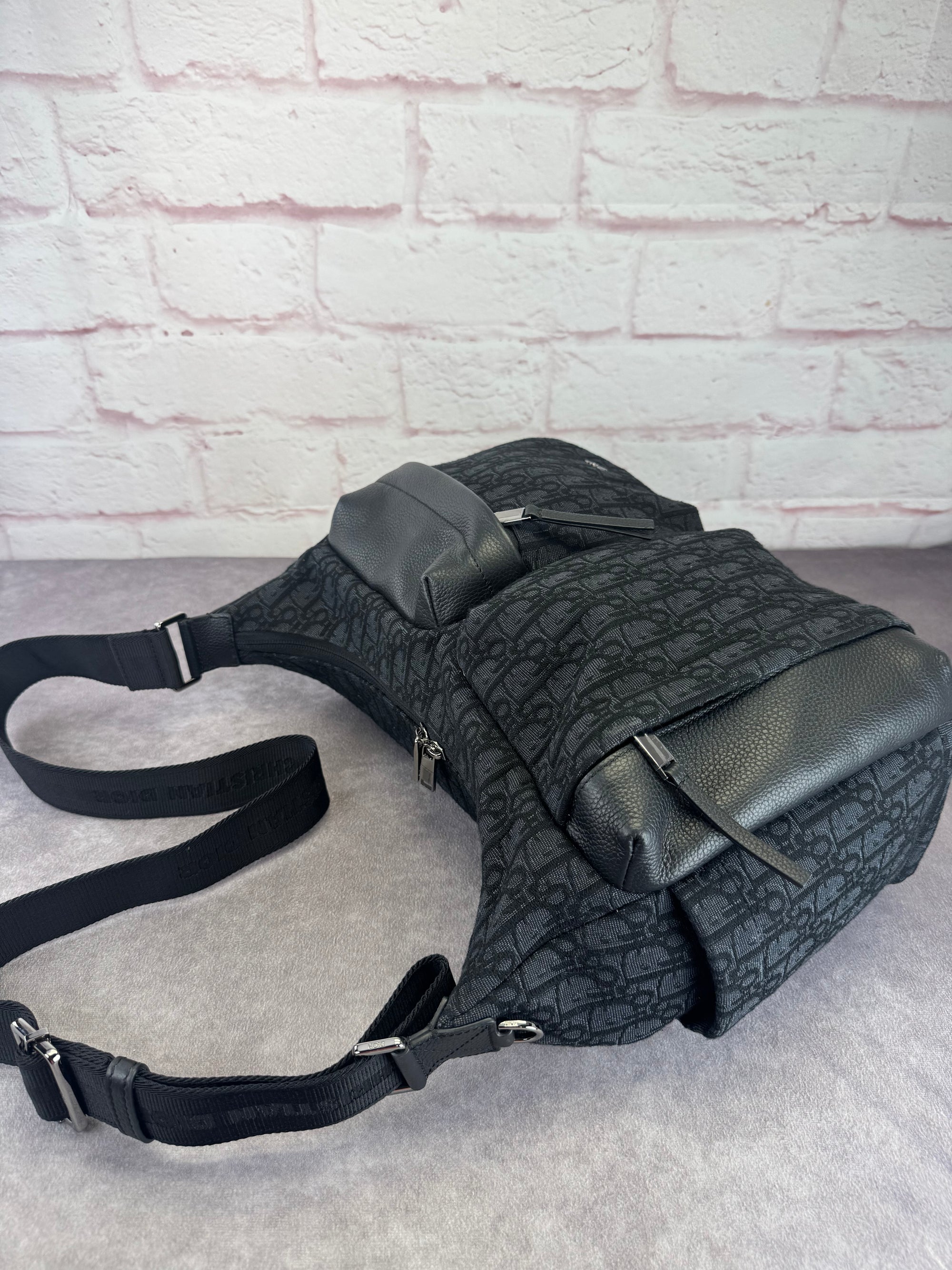 Christian Dior Oblique Black Jacquard Medium Rider Soft Hobo