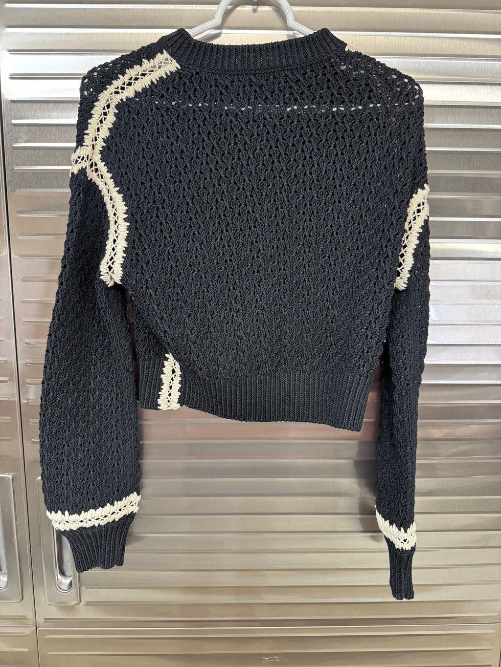 Chanel '22 Resort Silk Cotton Cropped Crochet Sweater 34