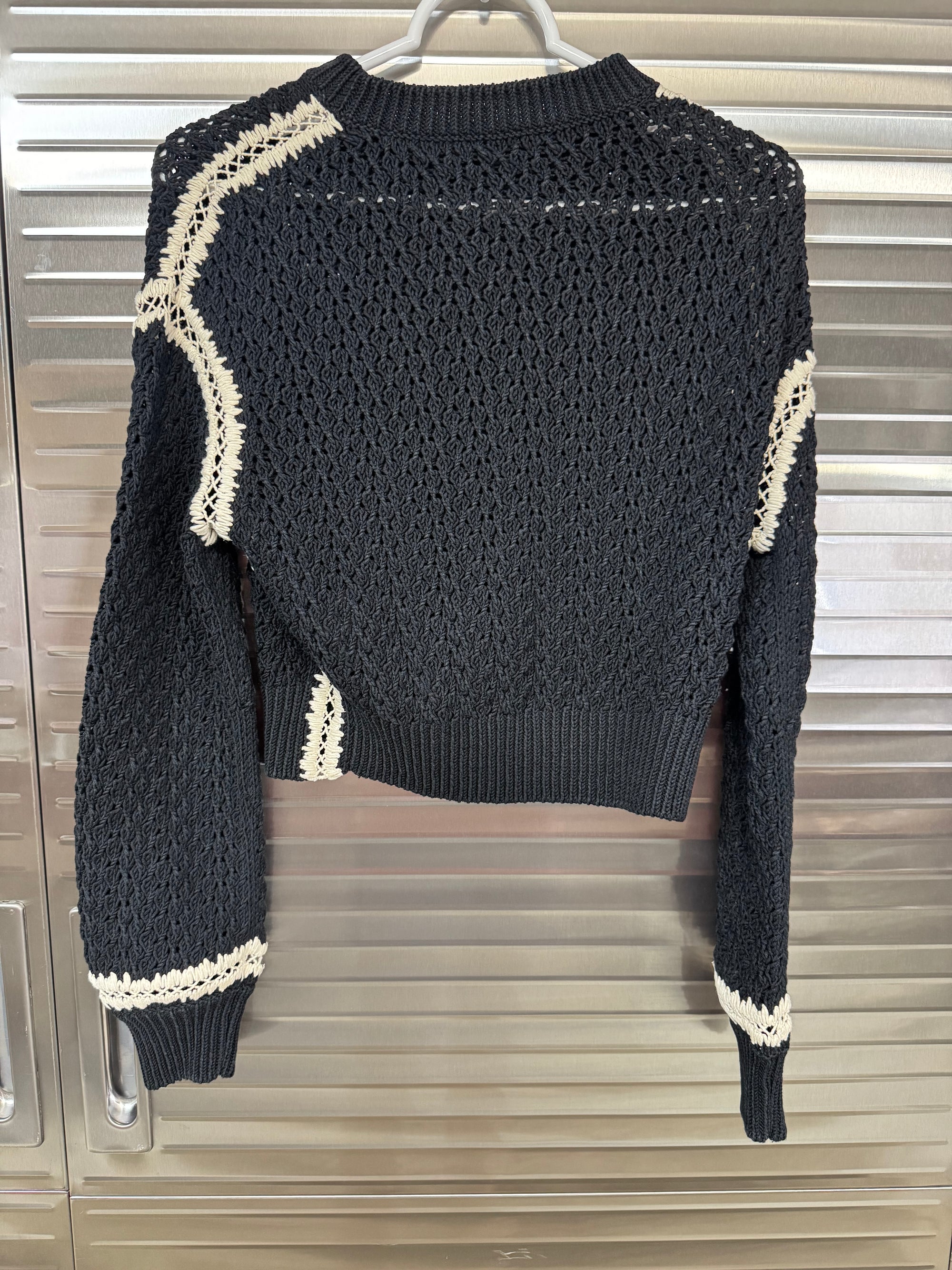 Chanel '22 Resort Silk Cotton Cropped Crochet Sweater 34