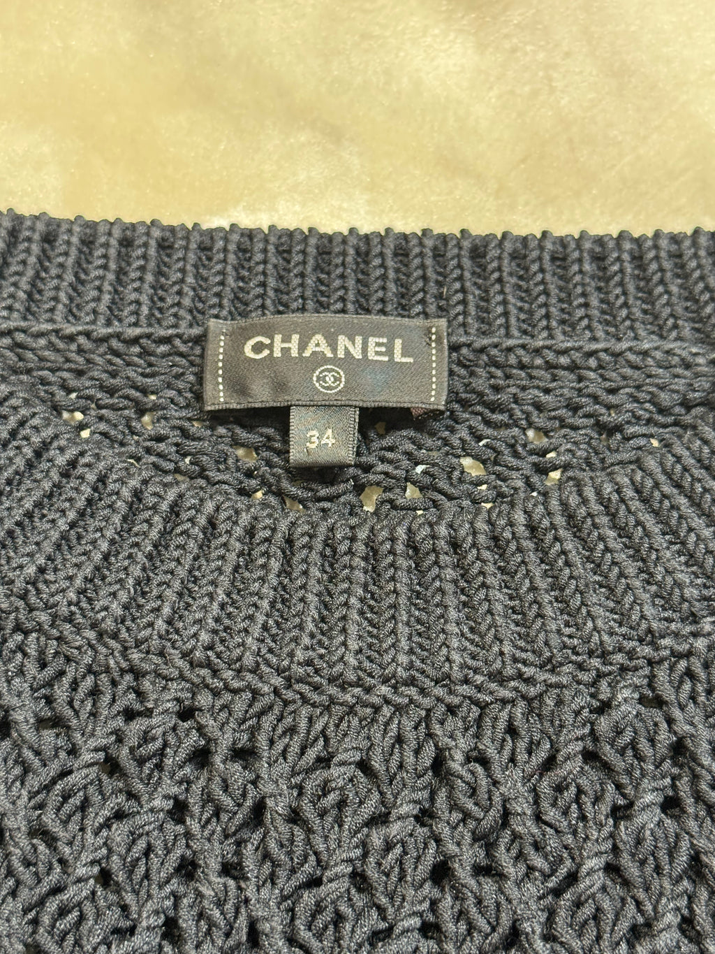 Chanel '22 Resort Silk Cotton Cropped Crochet Sweater 34