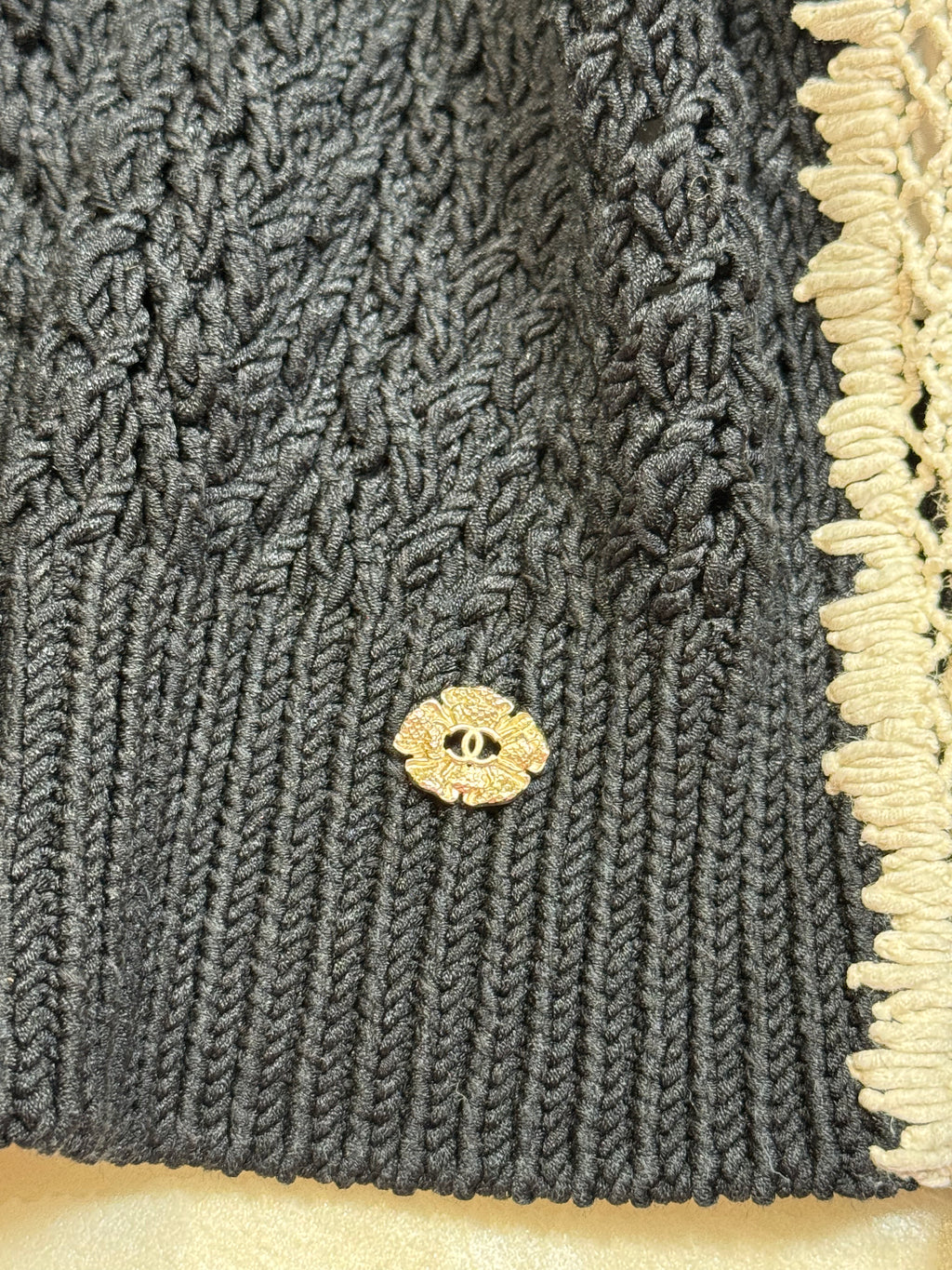 Chanel '22 Resort Silk Cotton Cropped Crochet Sweater 34