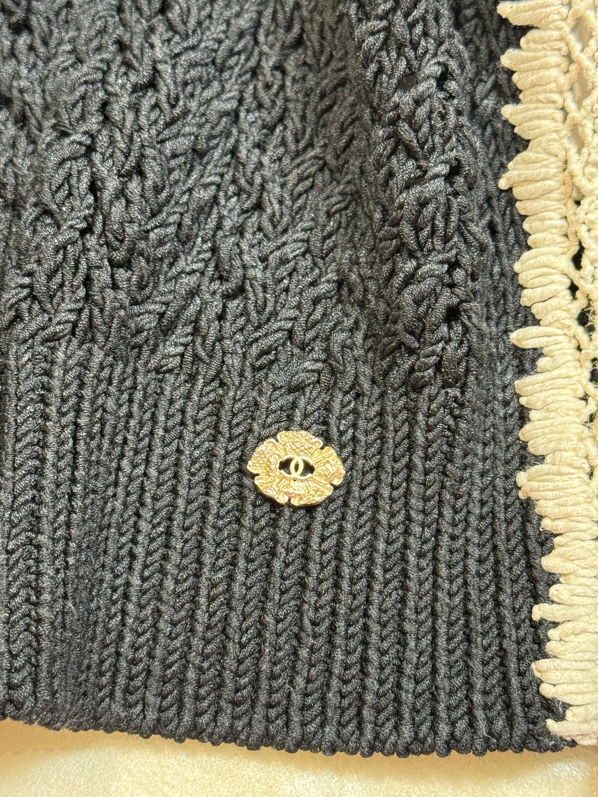 Chanel '22 Resort Silk Cotton Cropped Crochet Sweater 34