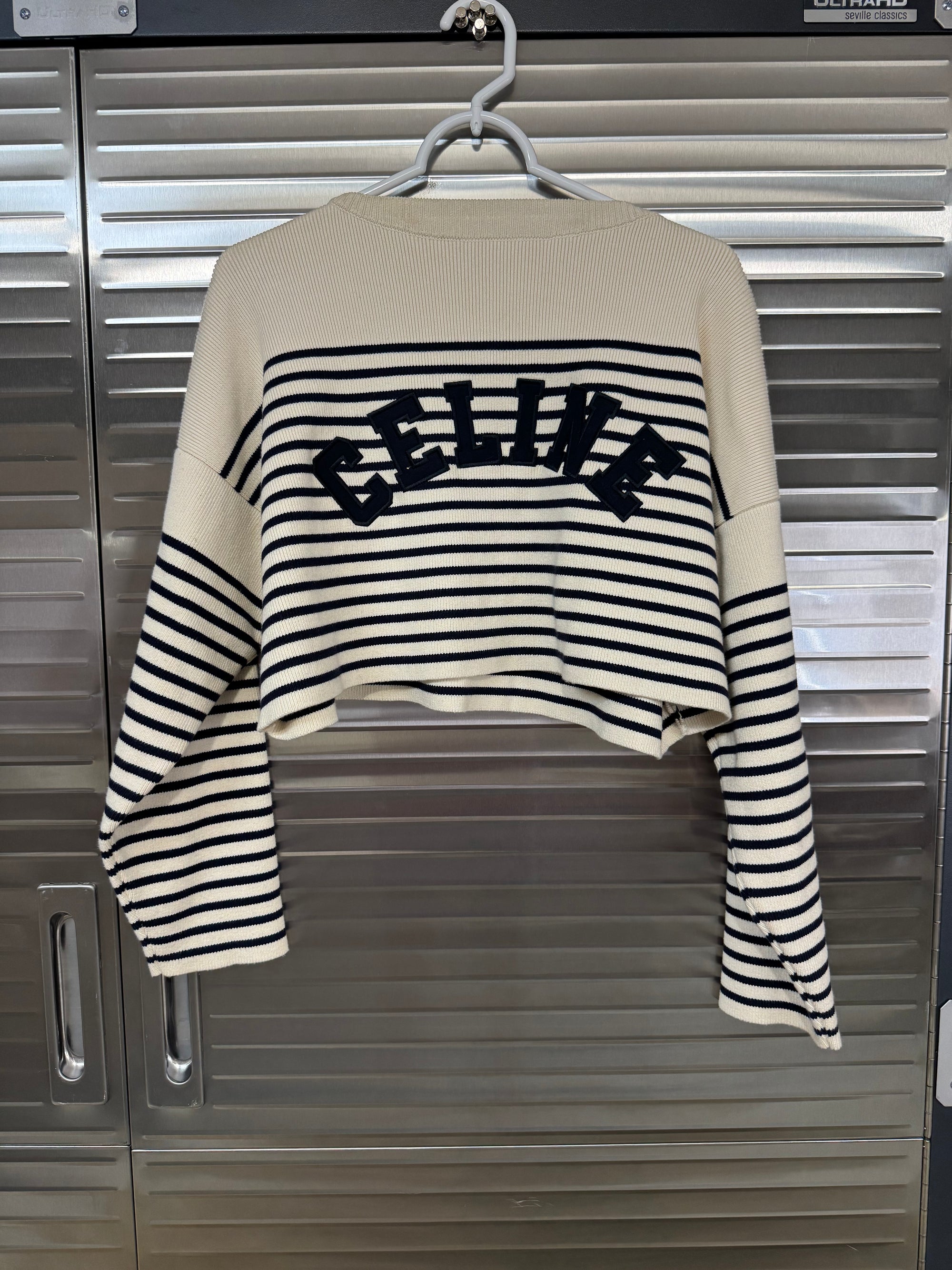 Celine Nautical Stripe Cropped Sweater XS
