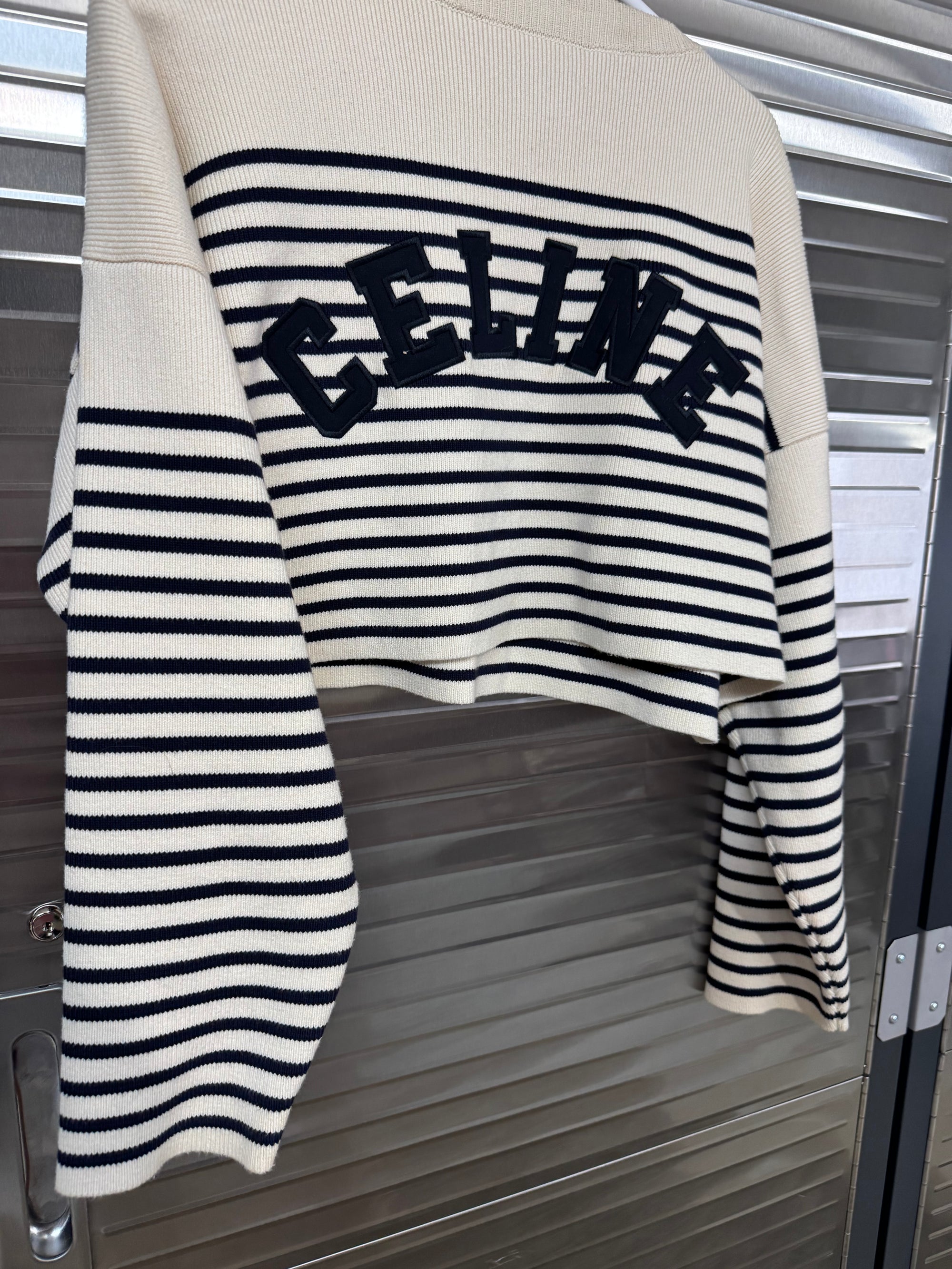Celine Nautical Stripe Cropped Sweater XS