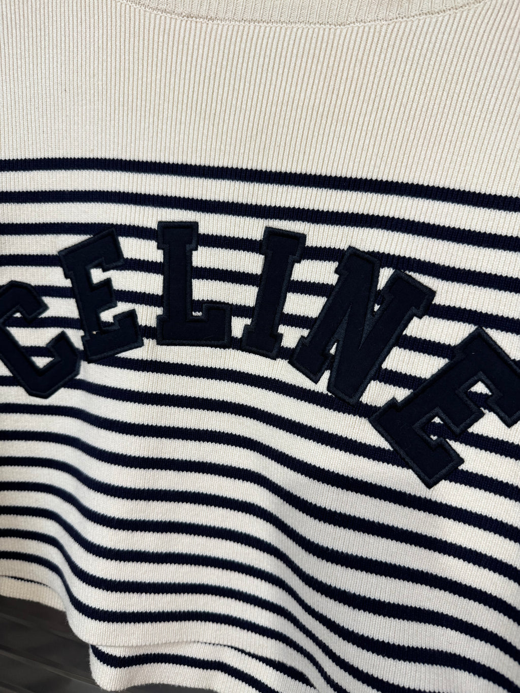 Celine Nautical Stripe Cropped Sweater XS