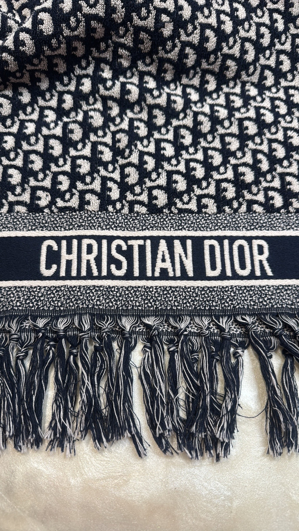 Christian Dior Oblique Fringe Hooded Poncho
