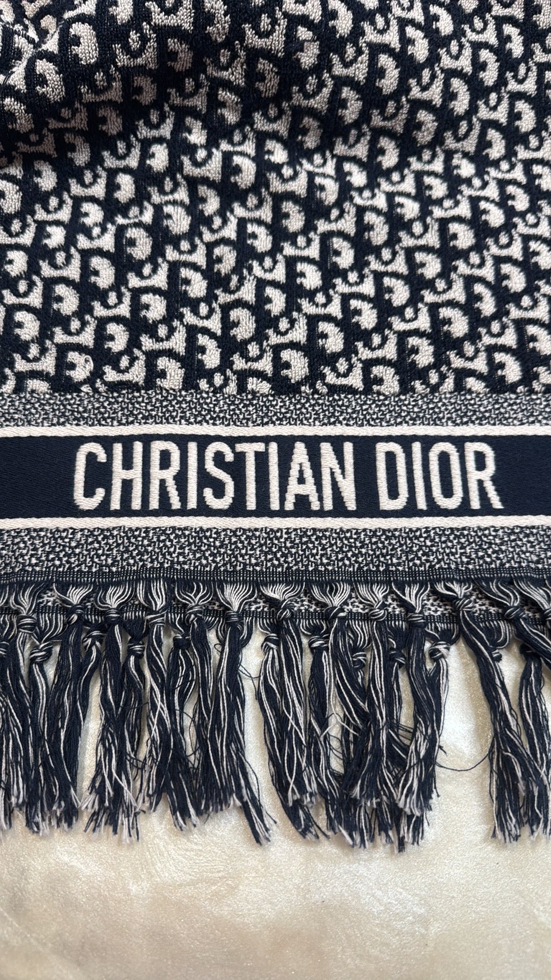 Christian Dior Oblique Fringe Hooded Poncho