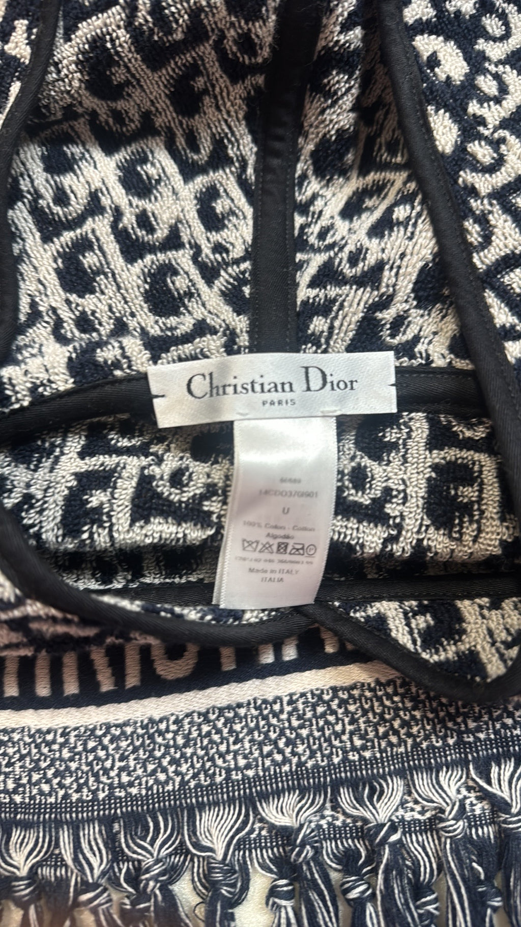 Christian Dior Oblique Fringe Hooded Poncho
