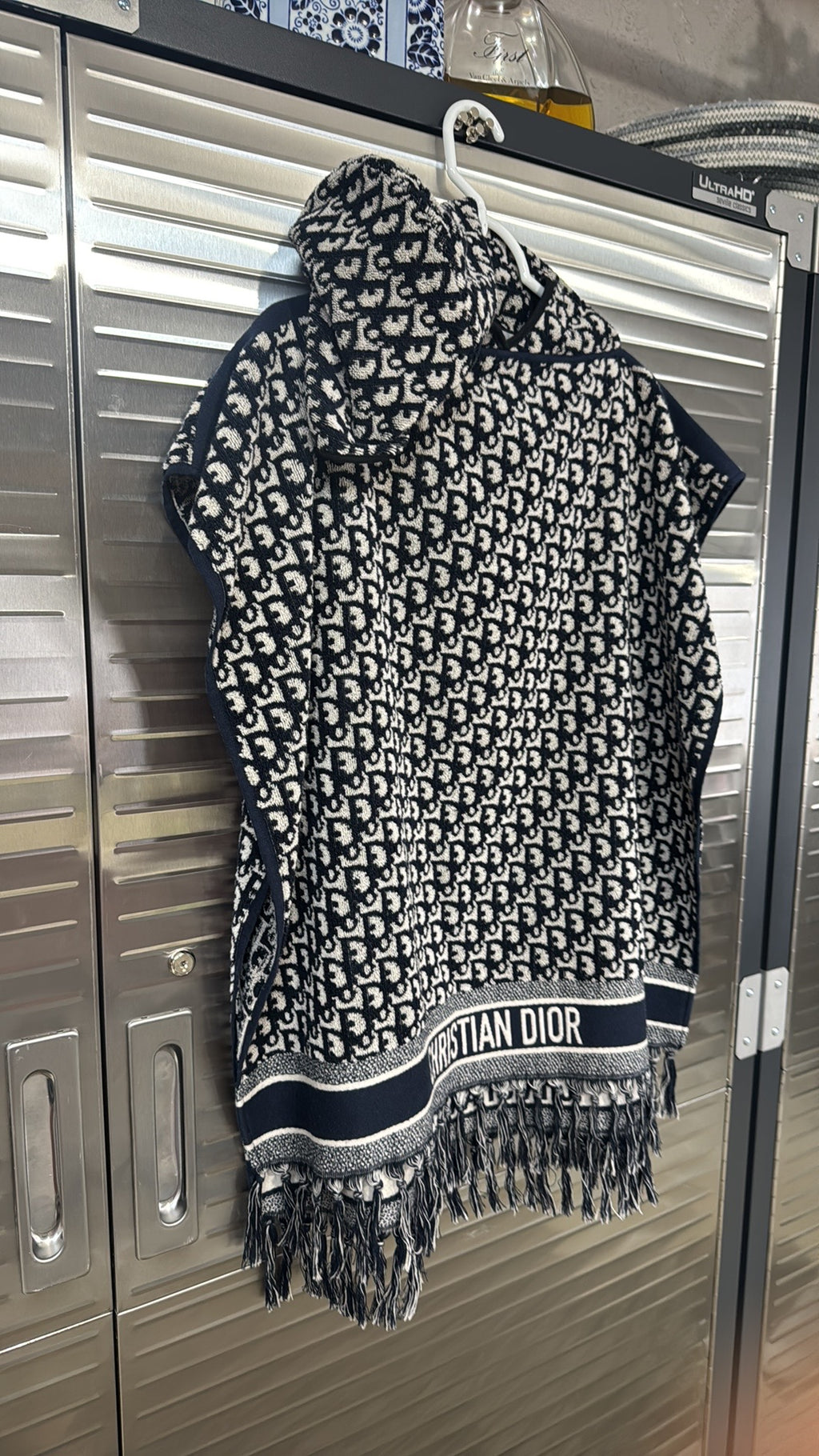 Christian Dior Oblique Fringe Hooded Poncho