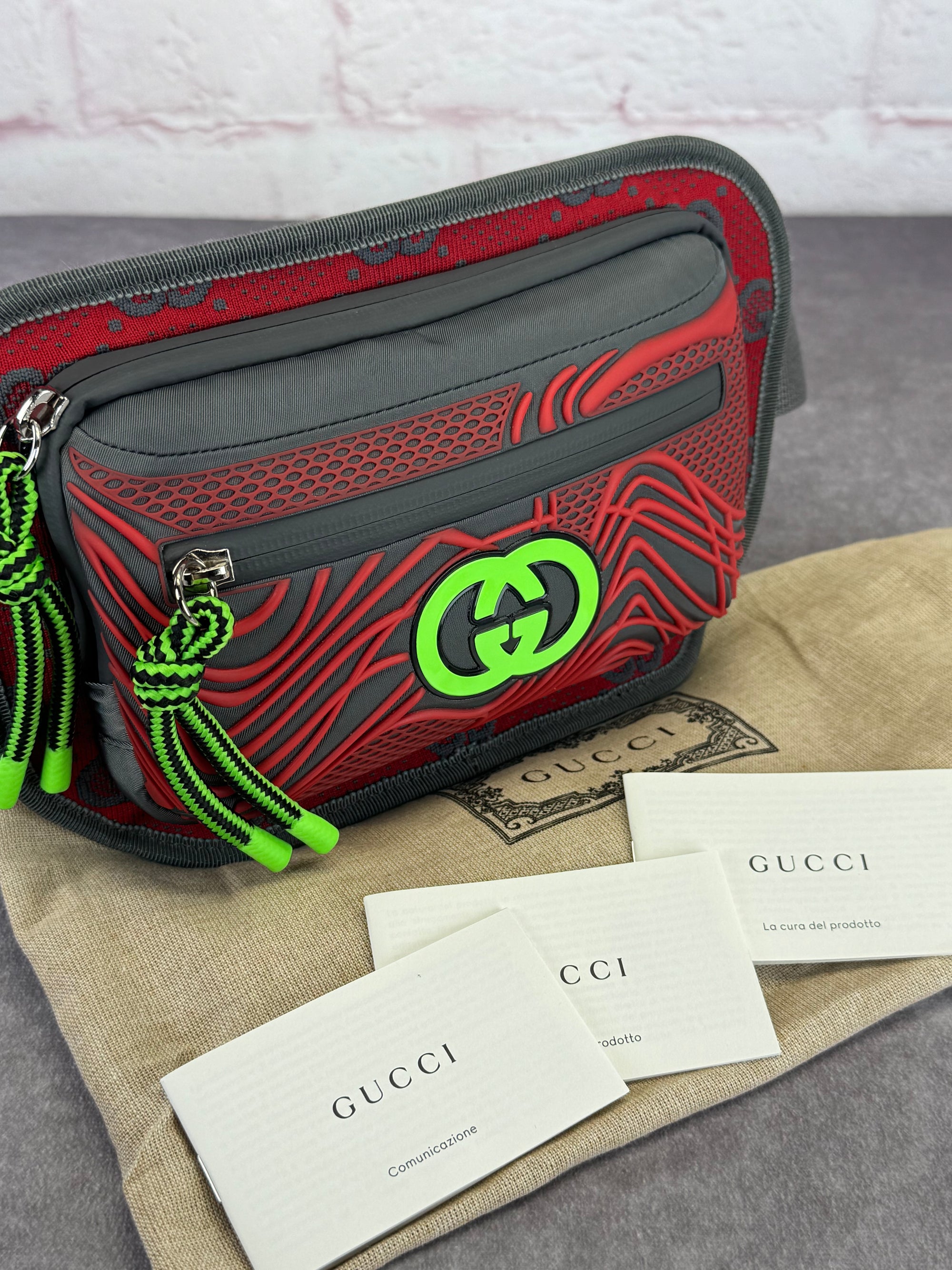 Gucci Graphic Red and Gray Men's Bum Bag