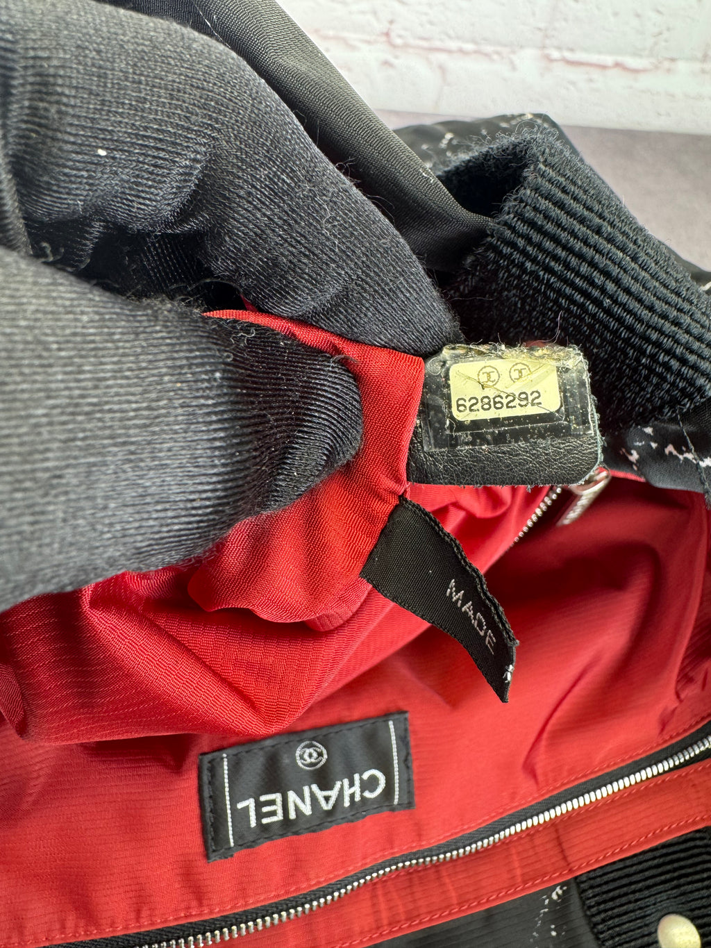 Chanel Travel Ligne Black Plaid Nylon Tote with Pouch