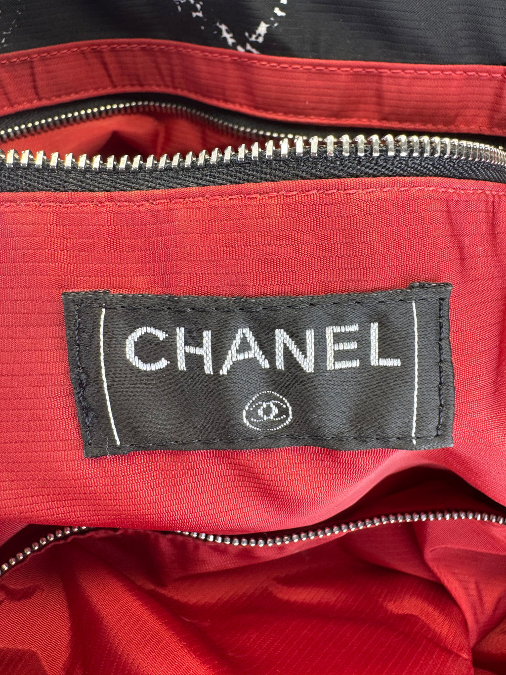 Chanel Travel Ligne Black Plaid Nylon Tote with Pouch