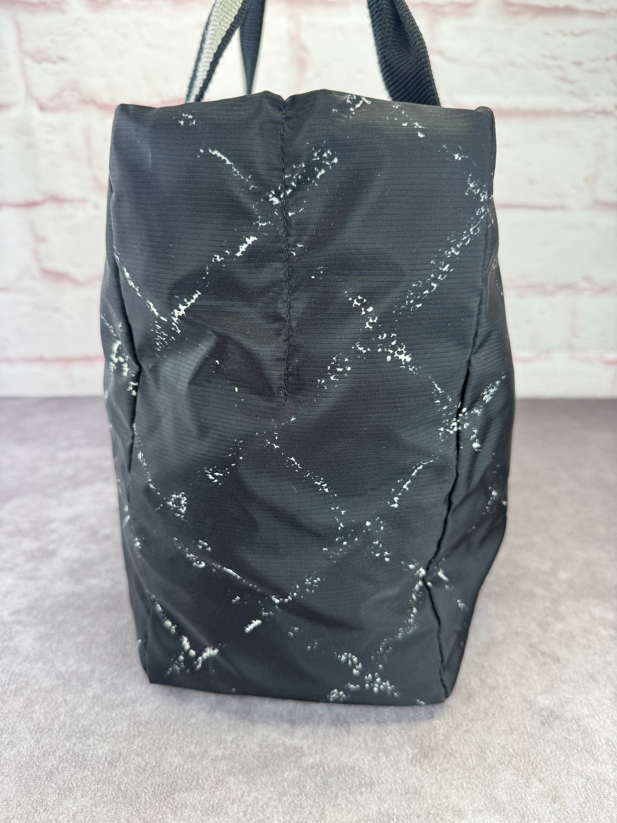 Chanel Travel Ligne Black Plaid Nylon Tote with Pouch