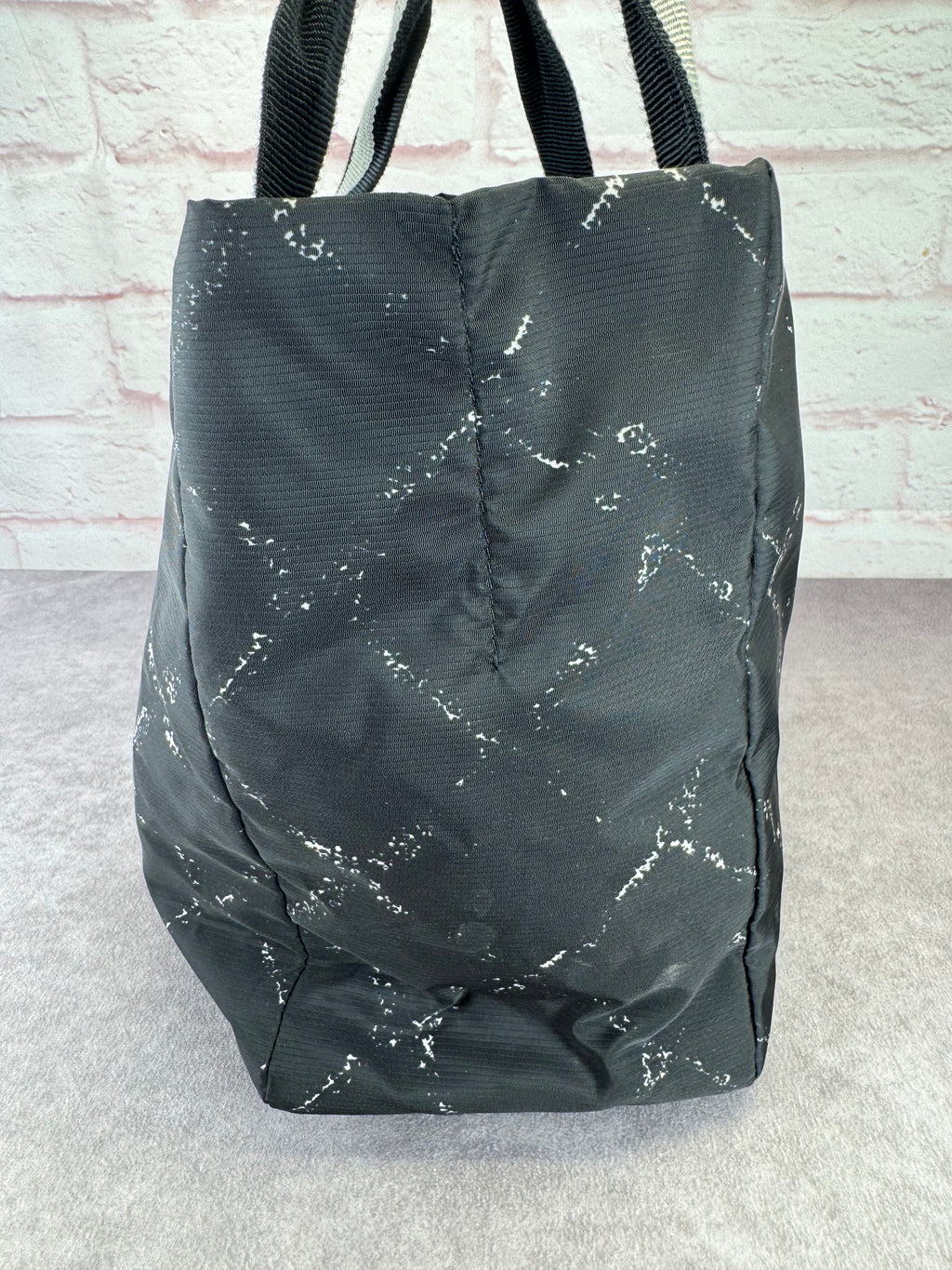 Chanel Travel Ligne Black Plaid Nylon Tote with Pouch