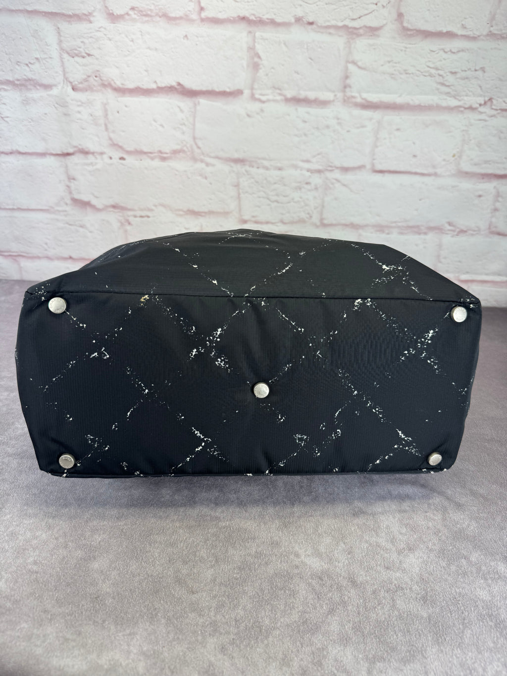 Chanel Travel Ligne Black Plaid Nylon Tote with Pouch