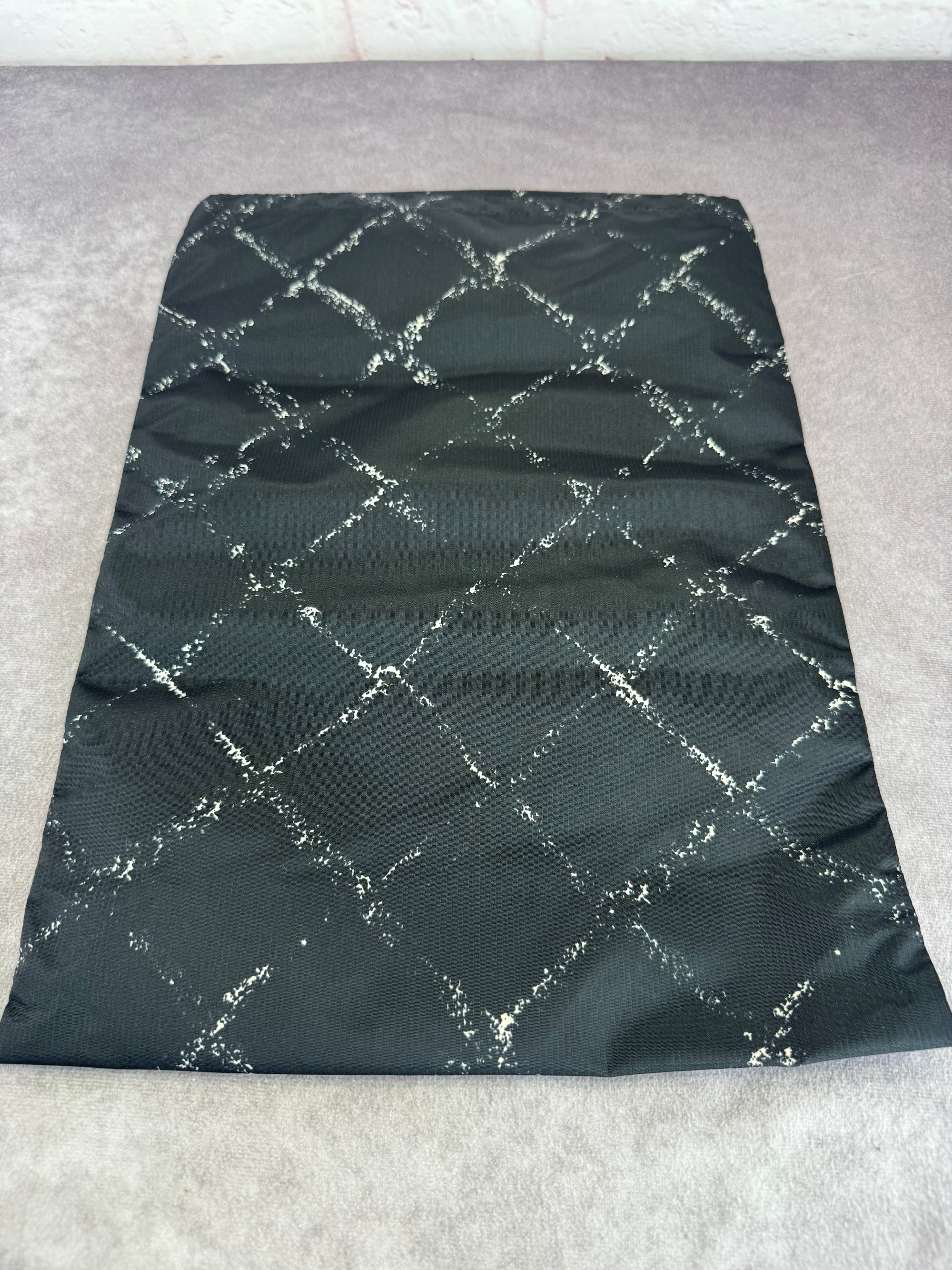 Chanel Travel Ligne Black Plaid Nylon Tote with Pouch