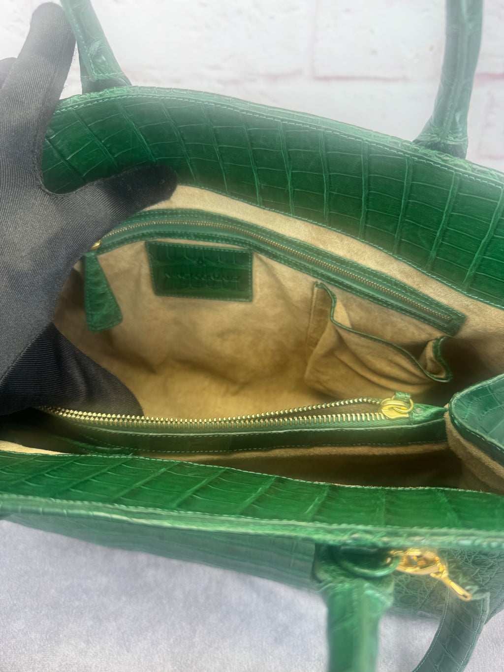 Nancy Gonzalez Kelly Green Crocodile Top Handle Bag