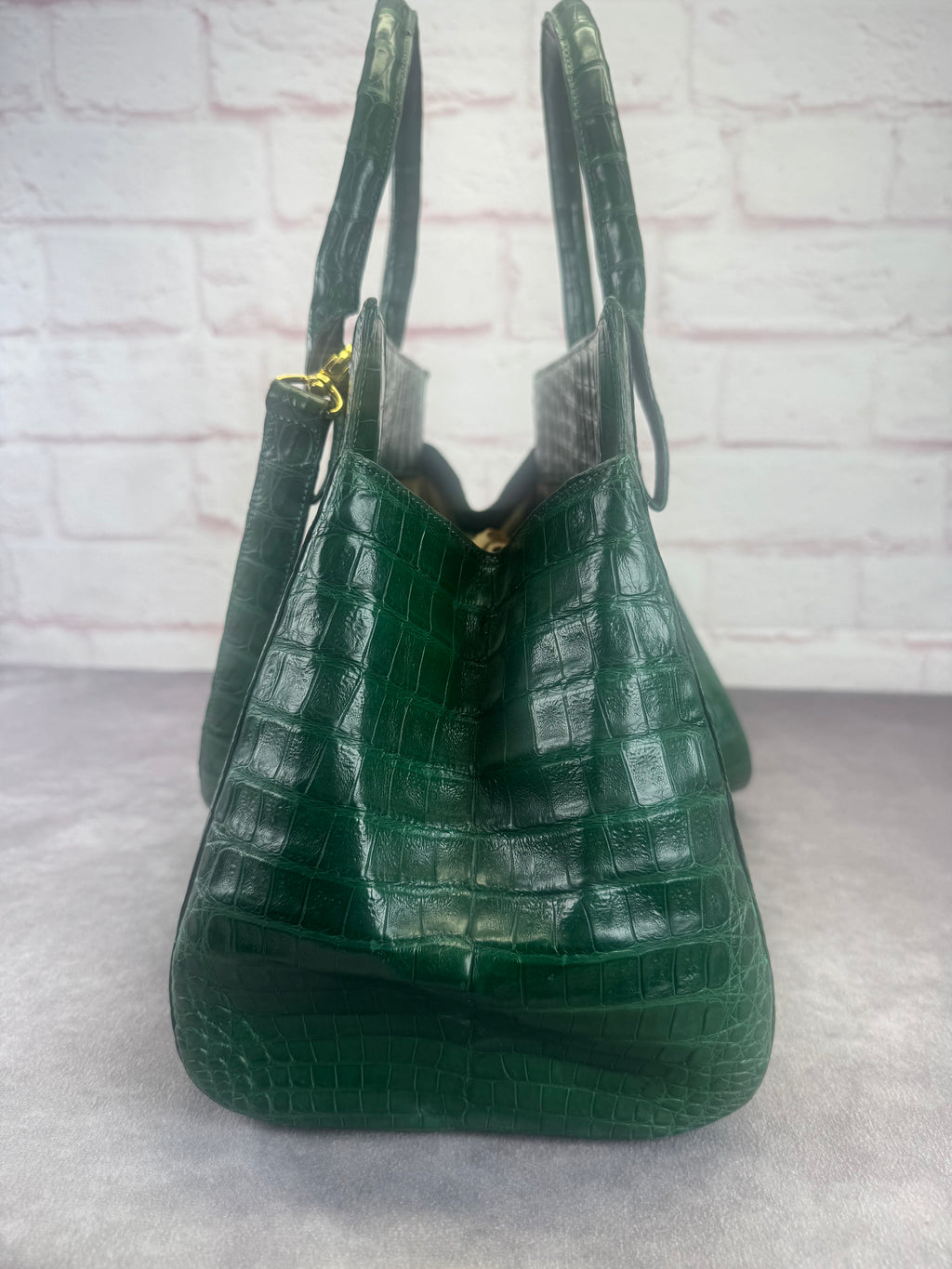 Nancy Gonzalez Kelly Green Crocodile Top Handle Bag