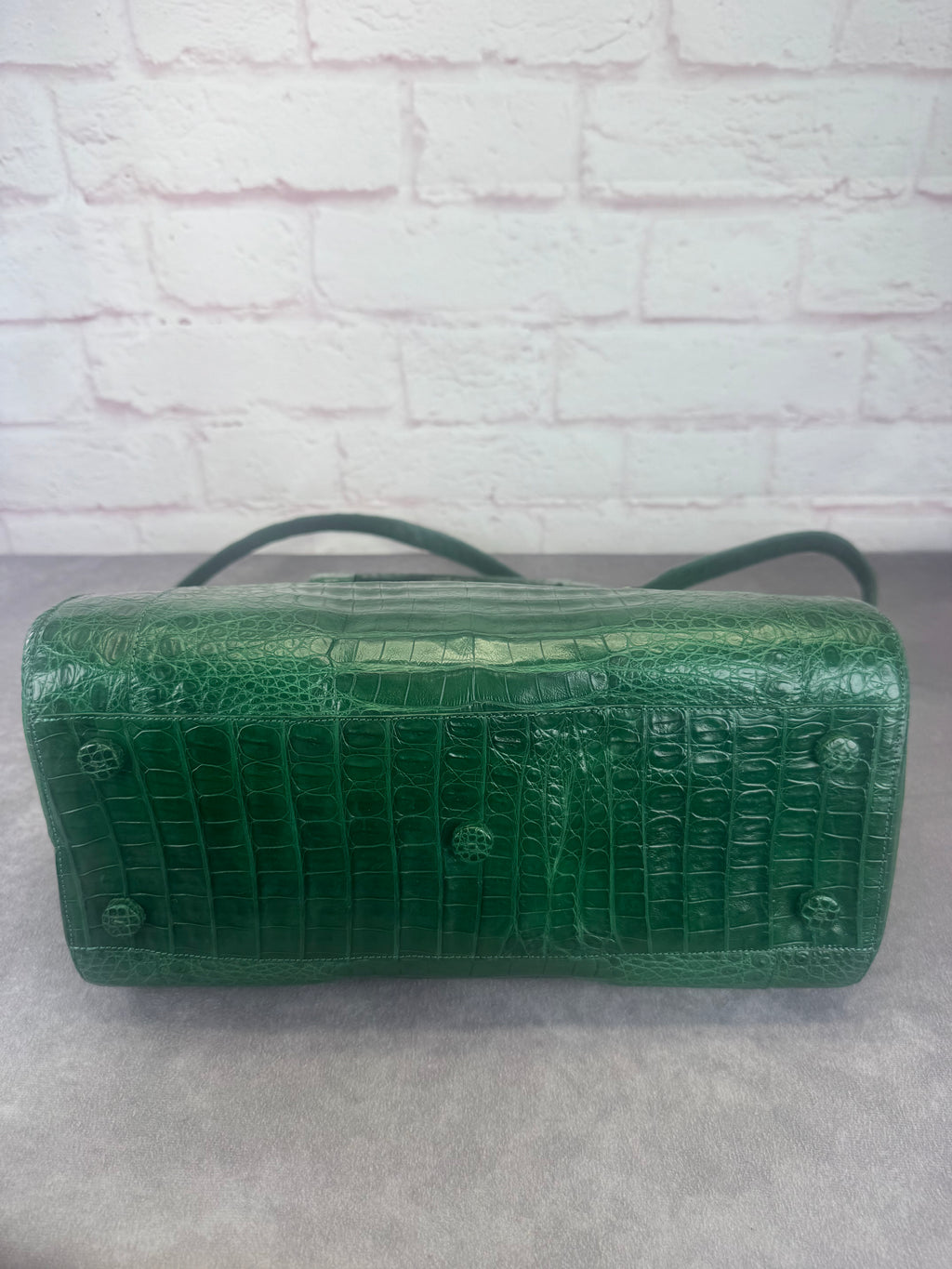 Nancy Gonzalez Kelly Green Crocodile Top Handle Bag